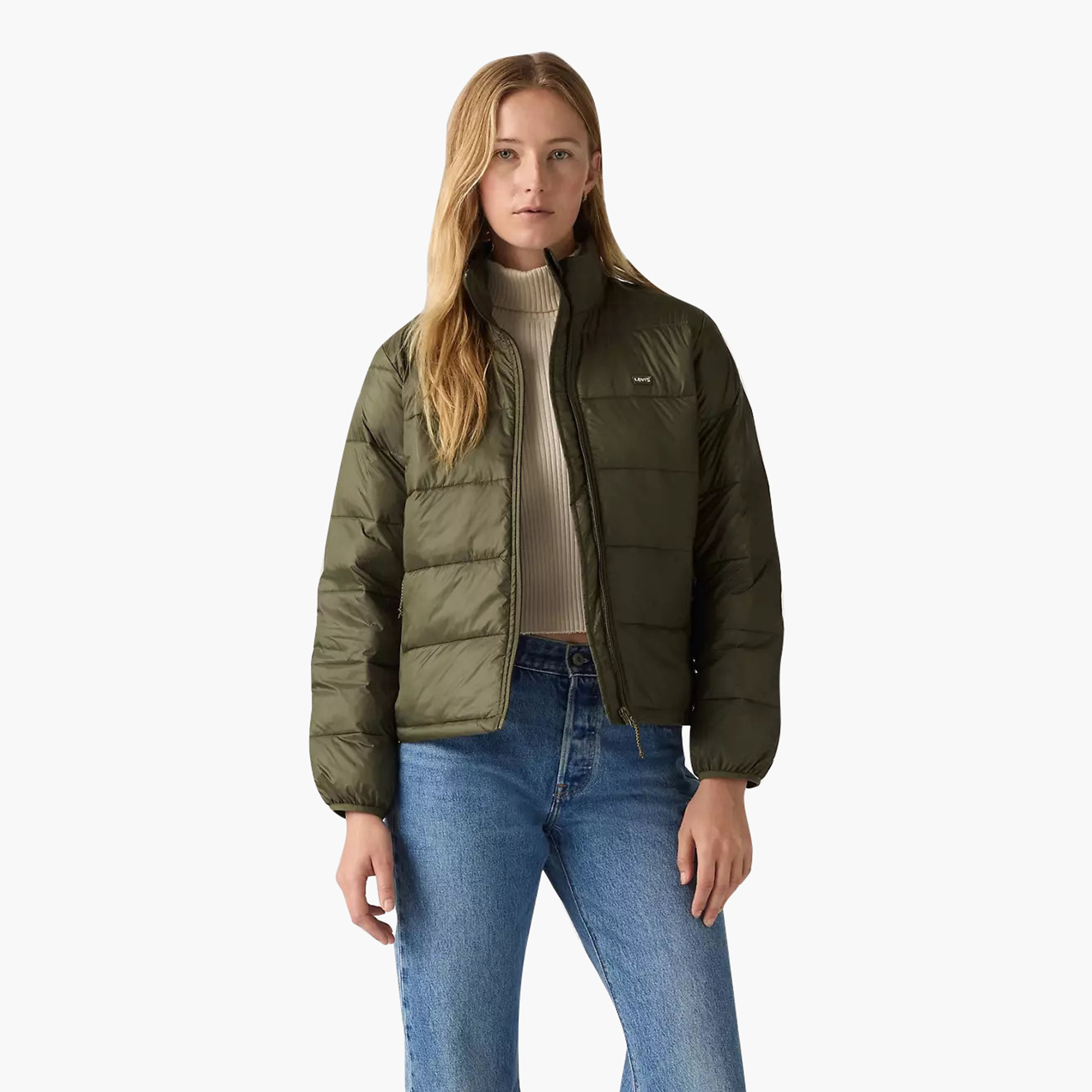 Levi's Plain High Neck Long Sleeves Women's Puffer Jacket-women-winterwear-coatsandjackets-jackets-image-5