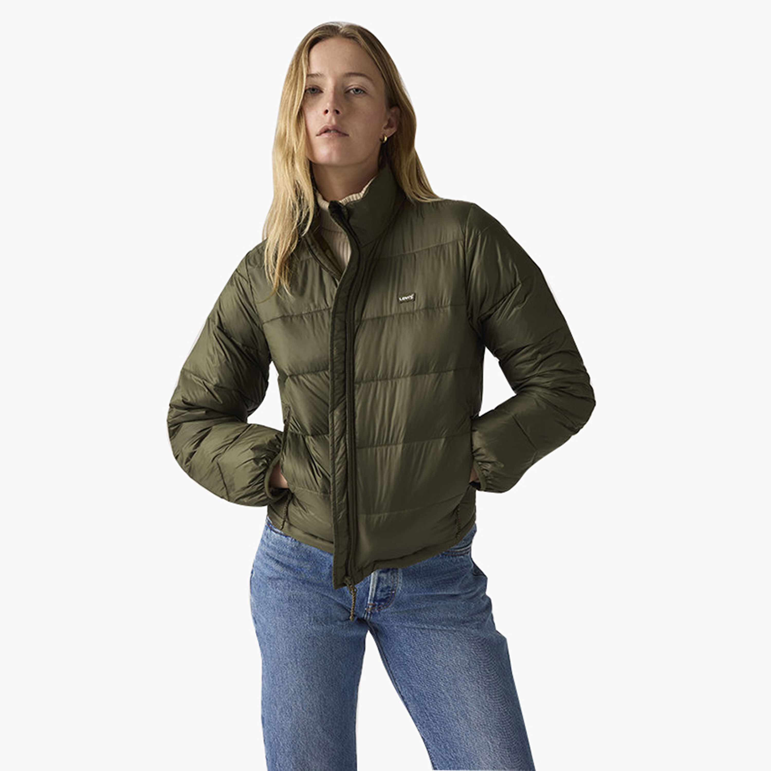 Levi's Plain High Neck Long Sleeves Women's Puffer Jacket-women-winterwear-coatsandjackets-jackets-image-6