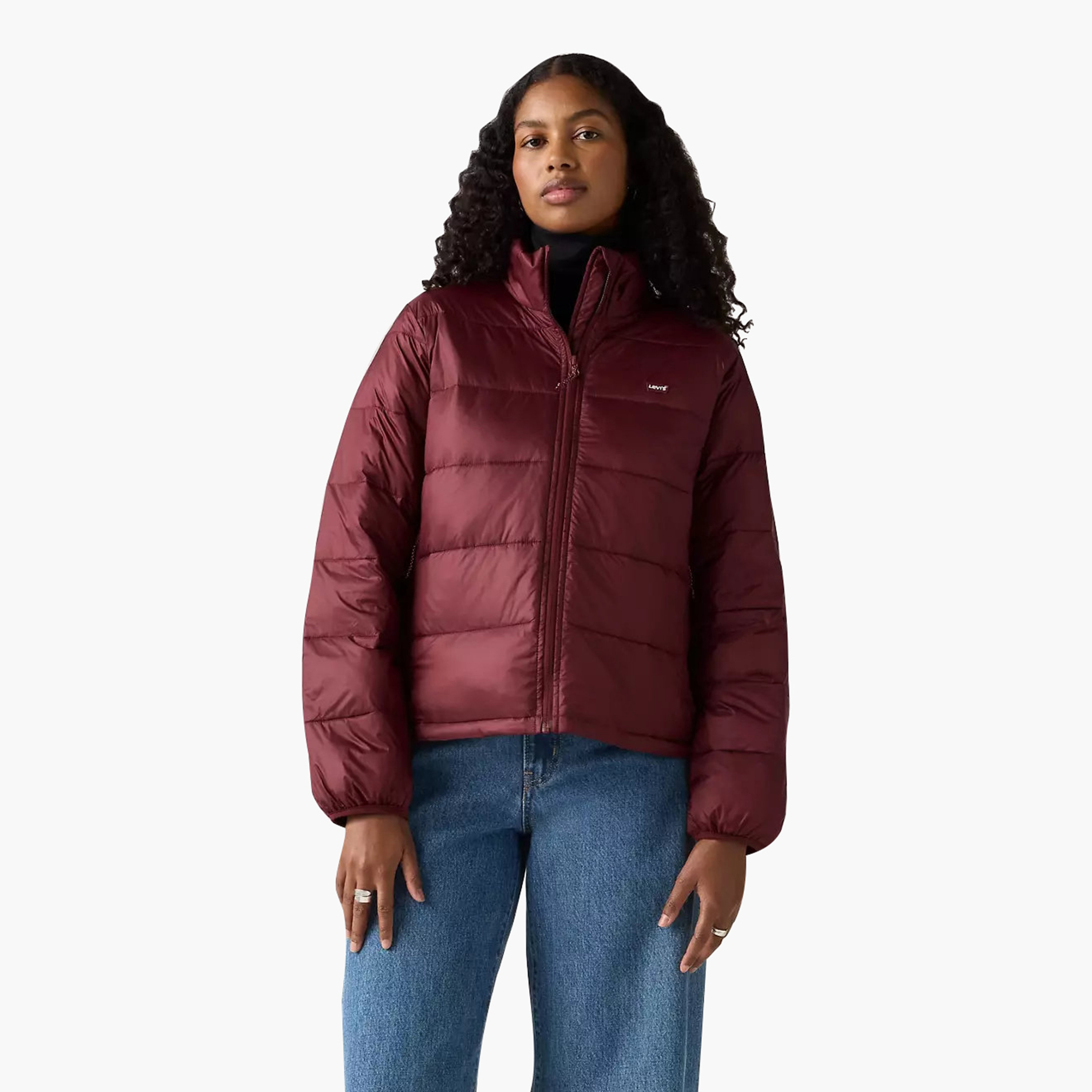 Levi's Plain High Neck Long Sleeves Women's Puffer Jacket-women-winterwear-coatsandjackets-jackets-image-1