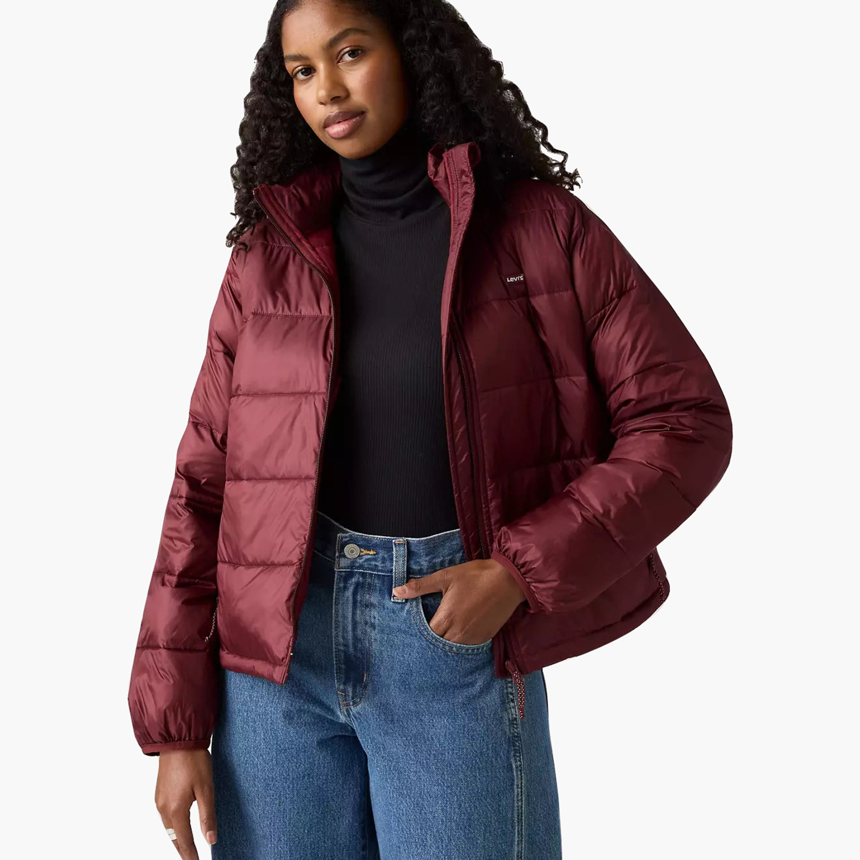 Levi's Plain High Neck Long Sleeves Women's Puffer Jacket-women-winterwear-coatsandjackets-jackets-image-2