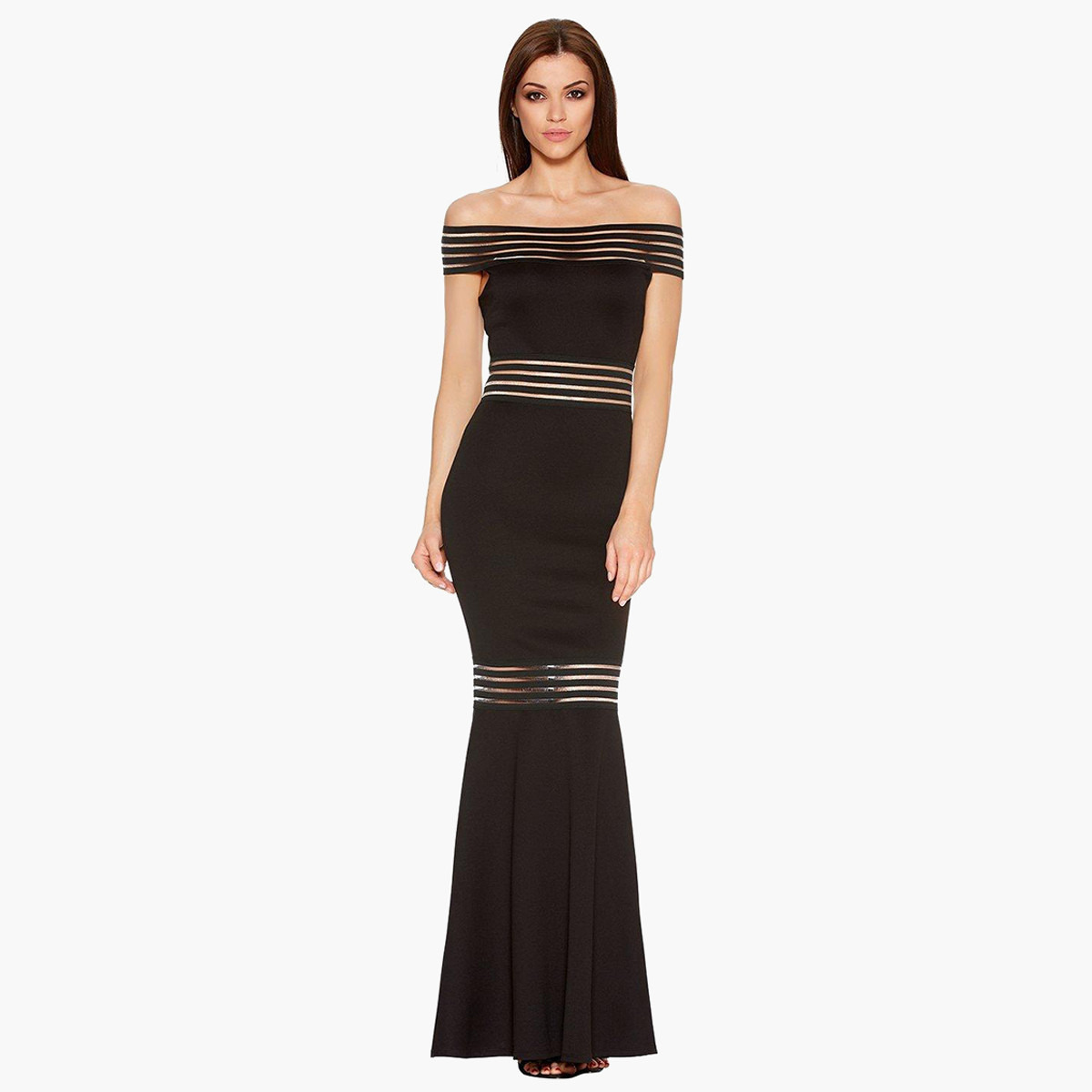 كويز أسود طويل فستان-women-clothing-dresses-image-1