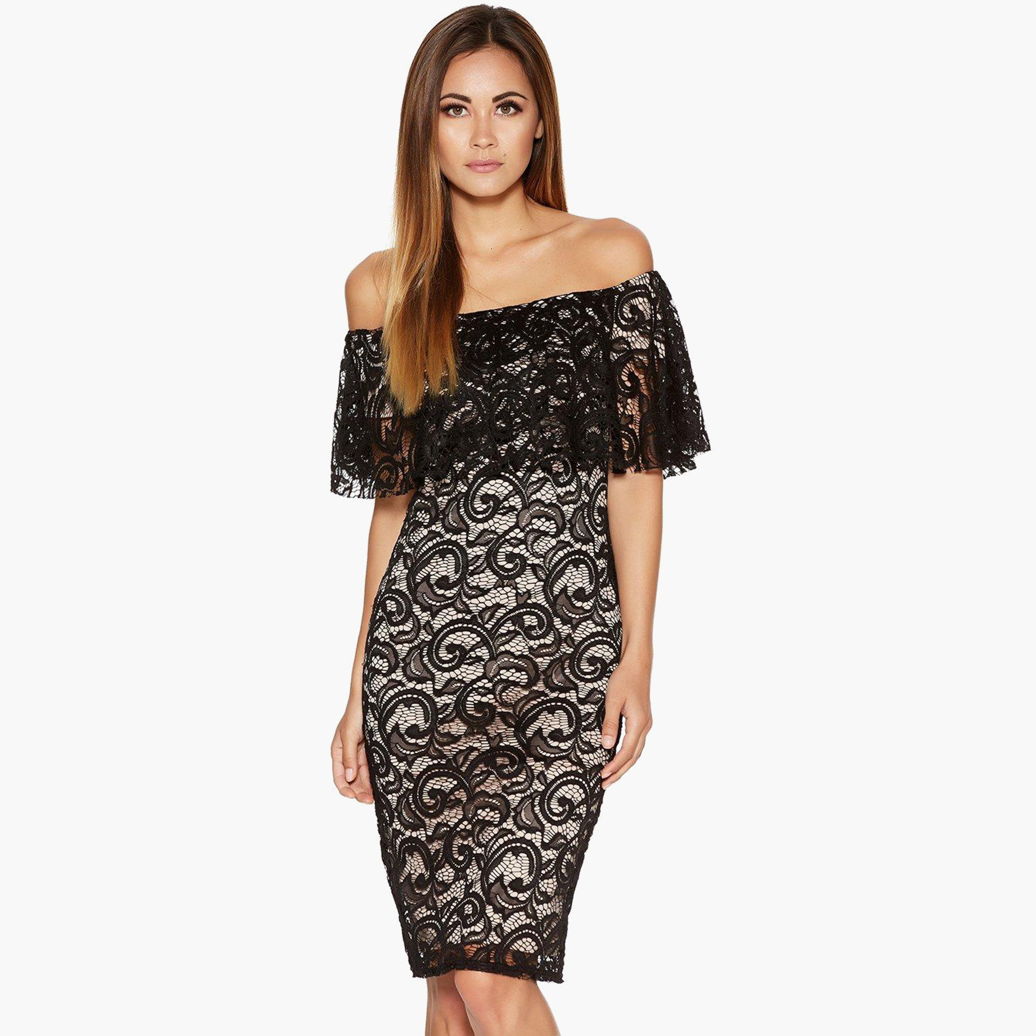 كويز أسود متوسط الطول فستان-women-clothing-dresses-image-1