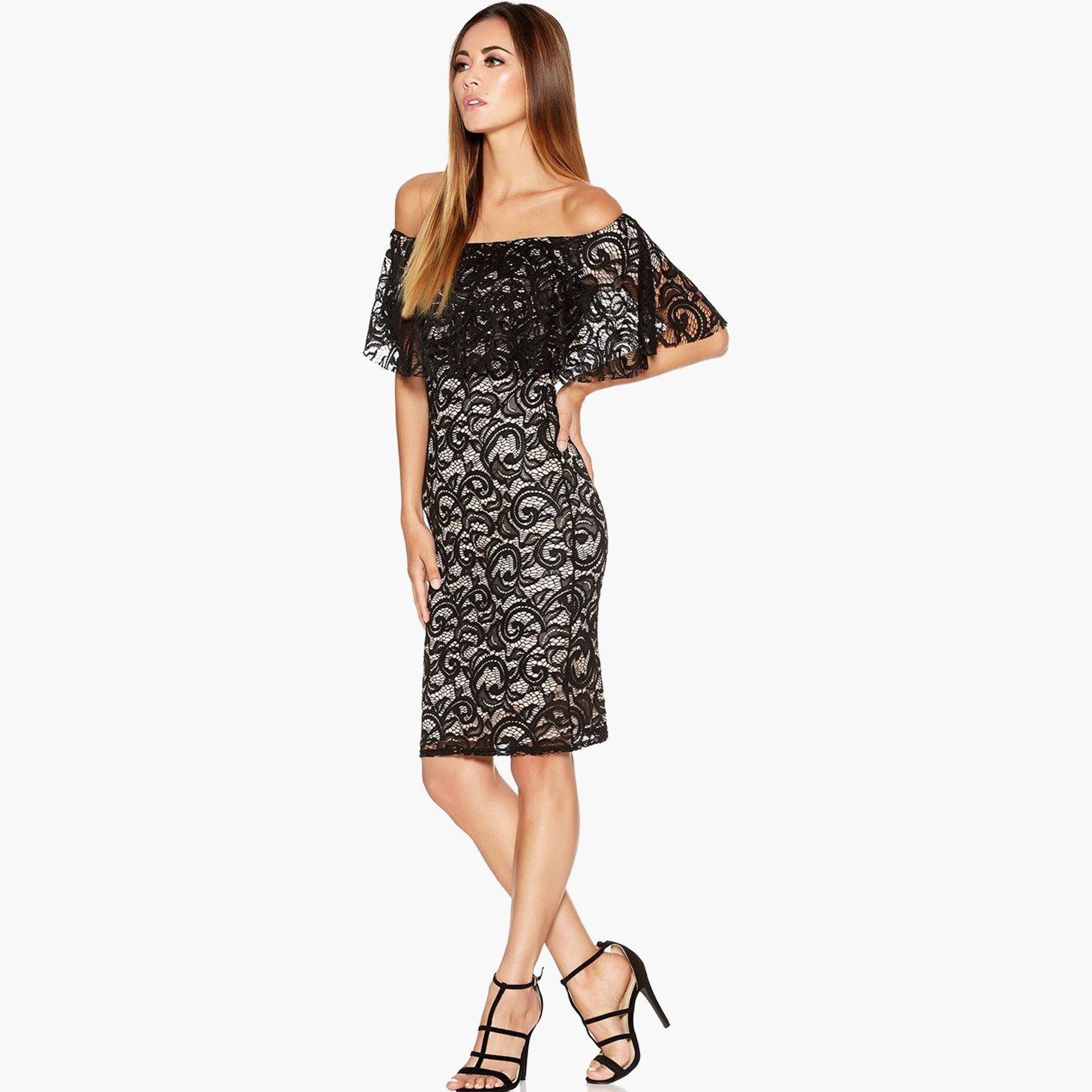 كويز أسود متوسط الطول فستان-women-clothing-dresses-image-2