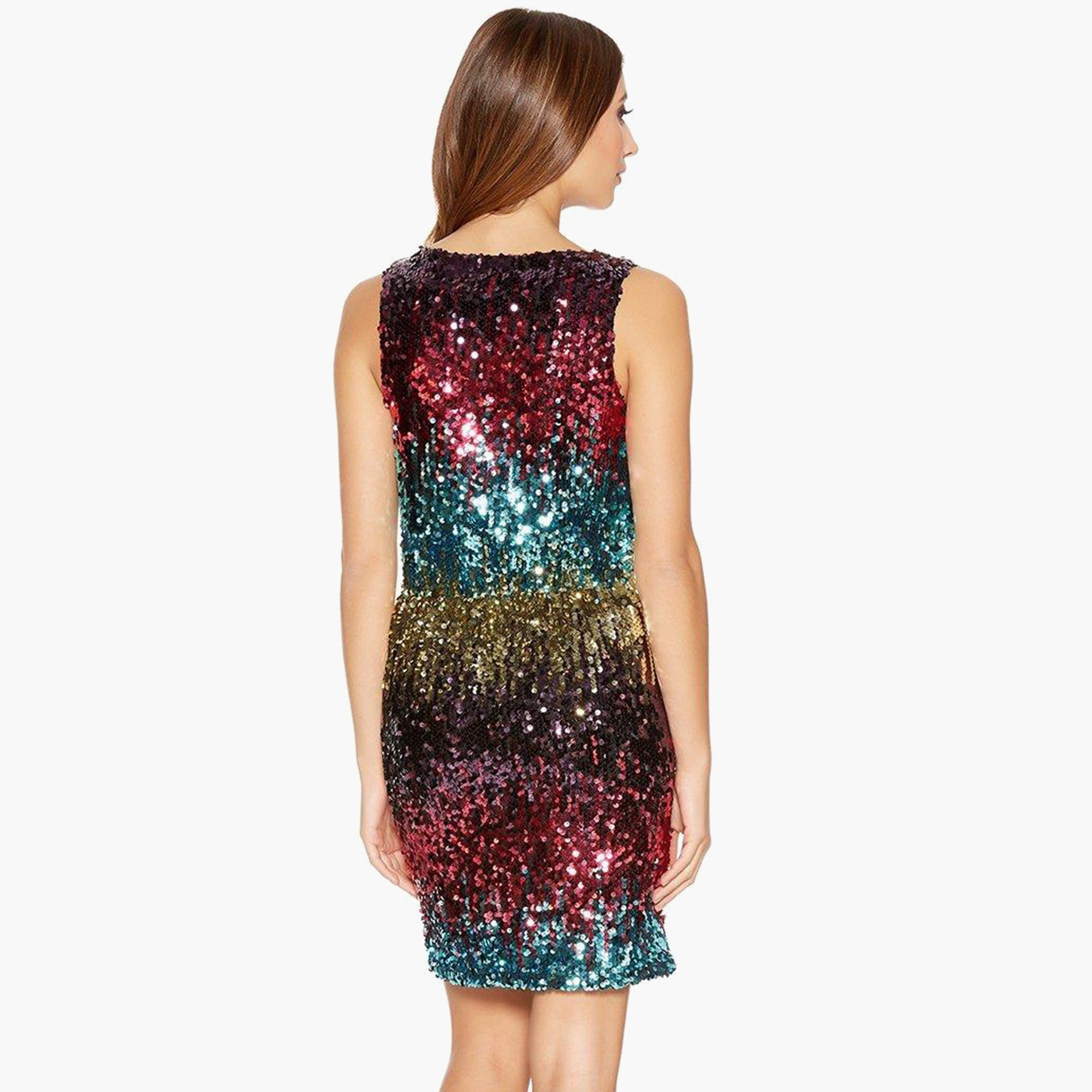 Quiz Women Polyester Sequins Multicolour Mini Wrap Dress-women-clothing-dresses-image-3