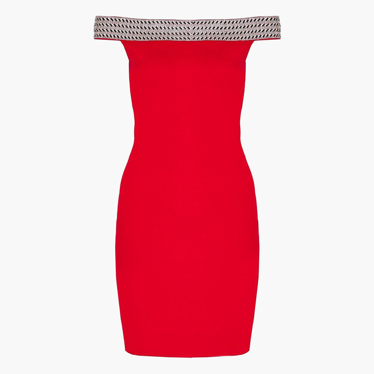 Quiz Women Embellished Back Zipper Bardot Bodycon Dress-women-clothing-dresses-image-5
