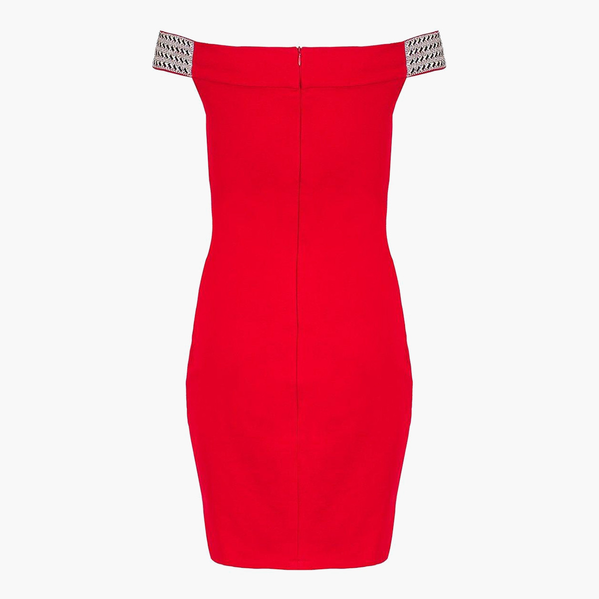 Quiz Women Embellished Back Zipper Bardot Bodycon Dress-women-clothing-dresses-image-7