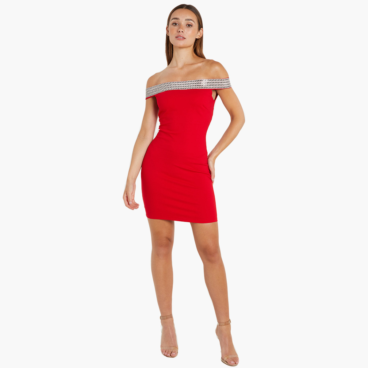 Quiz Women Embellished Back Zipper Bardot Bodycon Dress-women-clothing-dresses-image-8