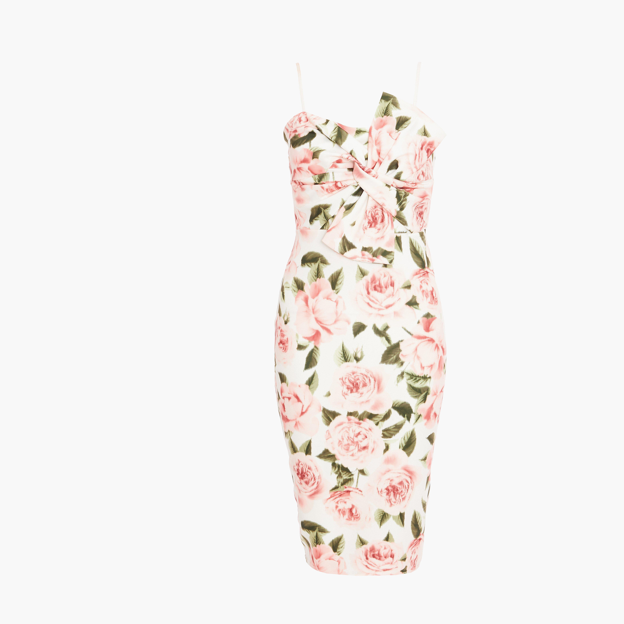 Quiz Women Polyester Floral Cream Midi Dress-women-clothing-dresses-image-4