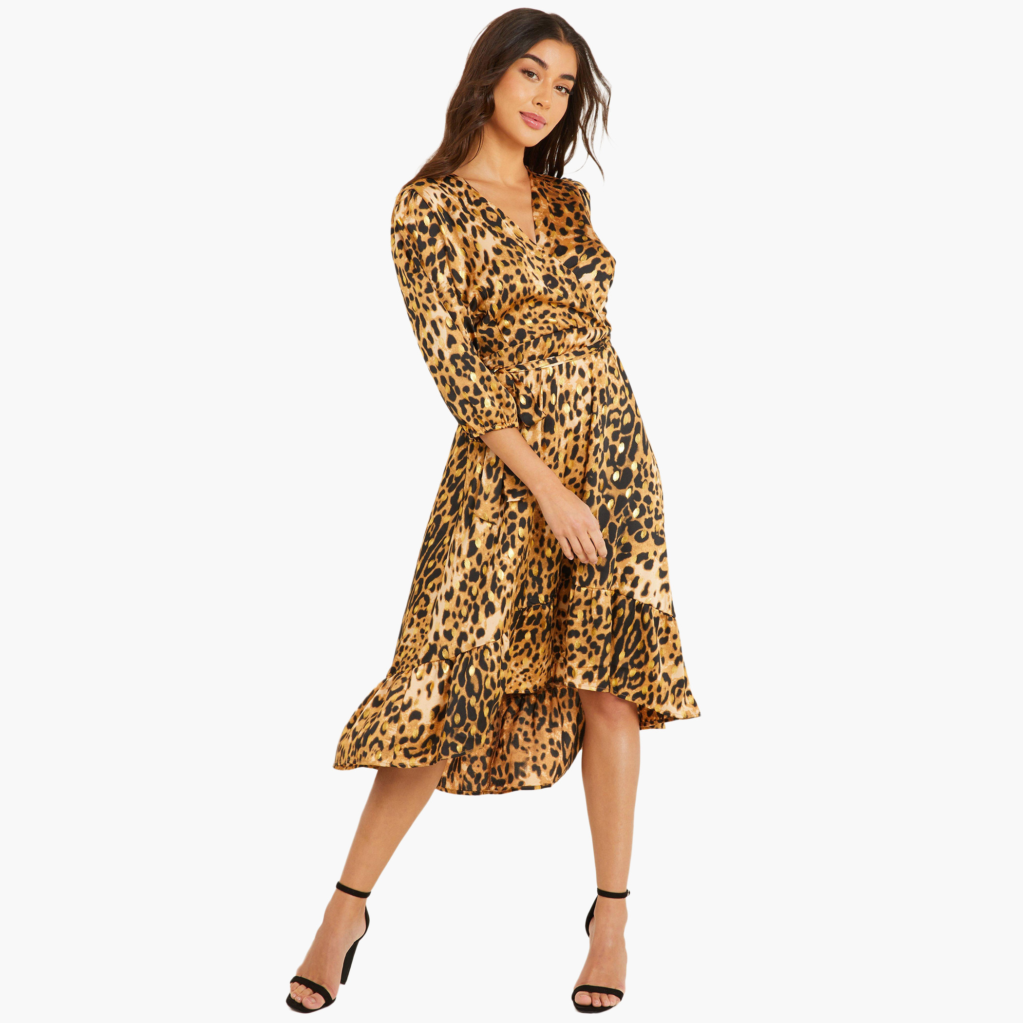 كويز بنى متوسط الطول فستان-women-clothing-dresses-image-1