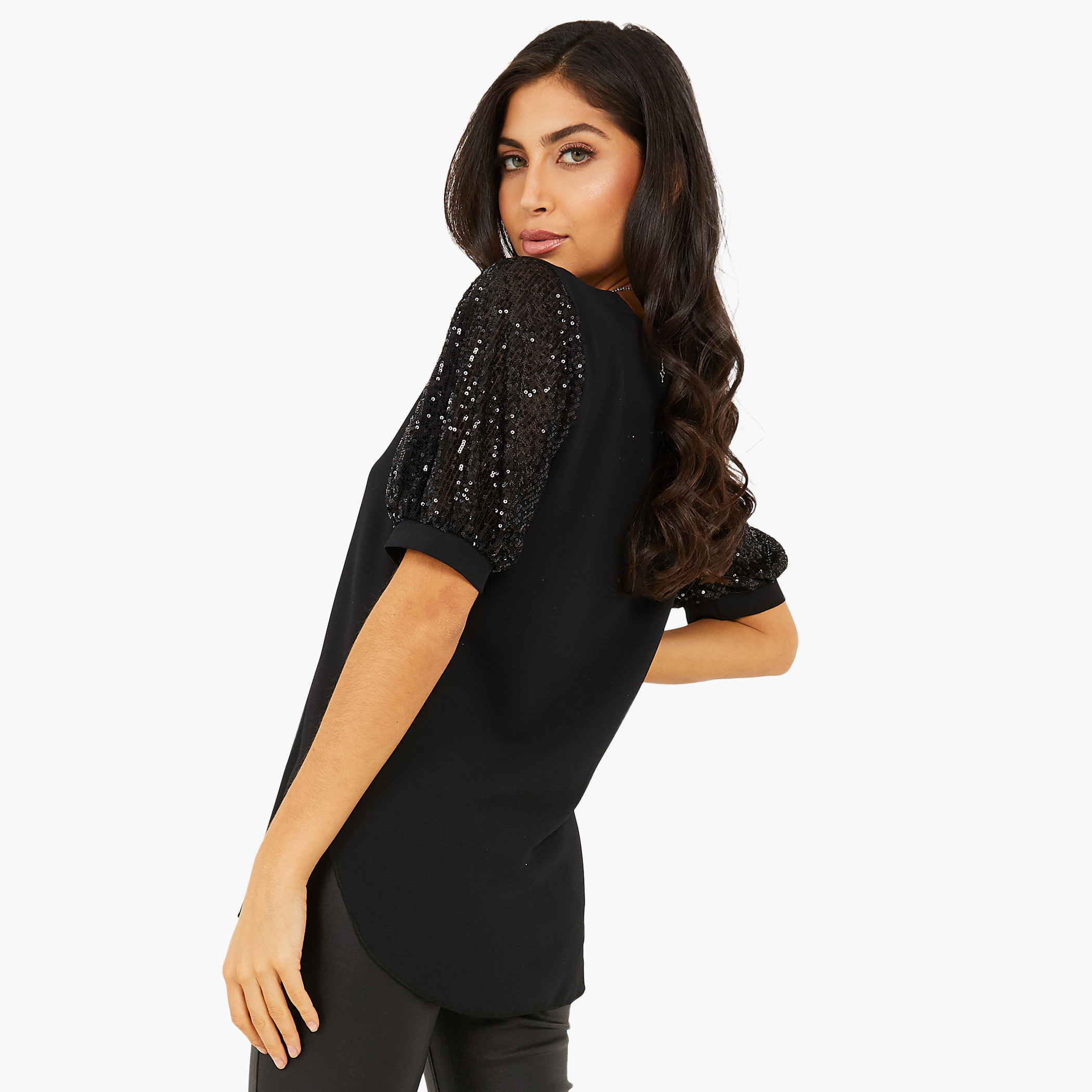 Quiz Women Sequins Necklace Top-women-clothing-shirtsandblouses-blouses-image-2