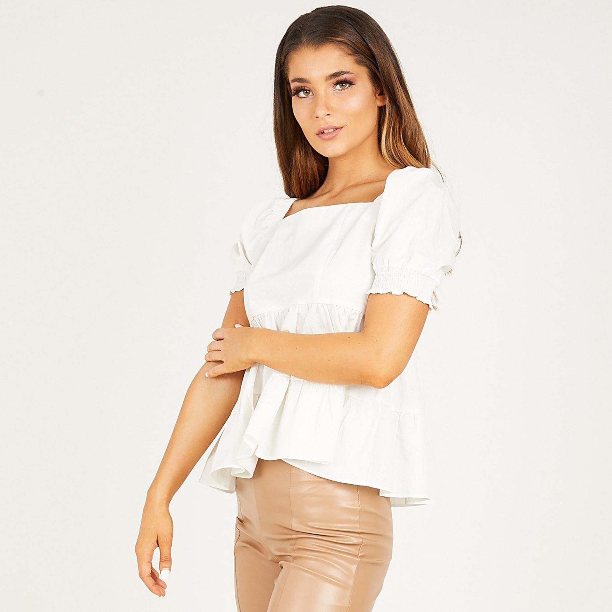 Quiz Women Solid Square Neck Peplum Top-women-clothing-shirtsandblouses-blouses-image-3