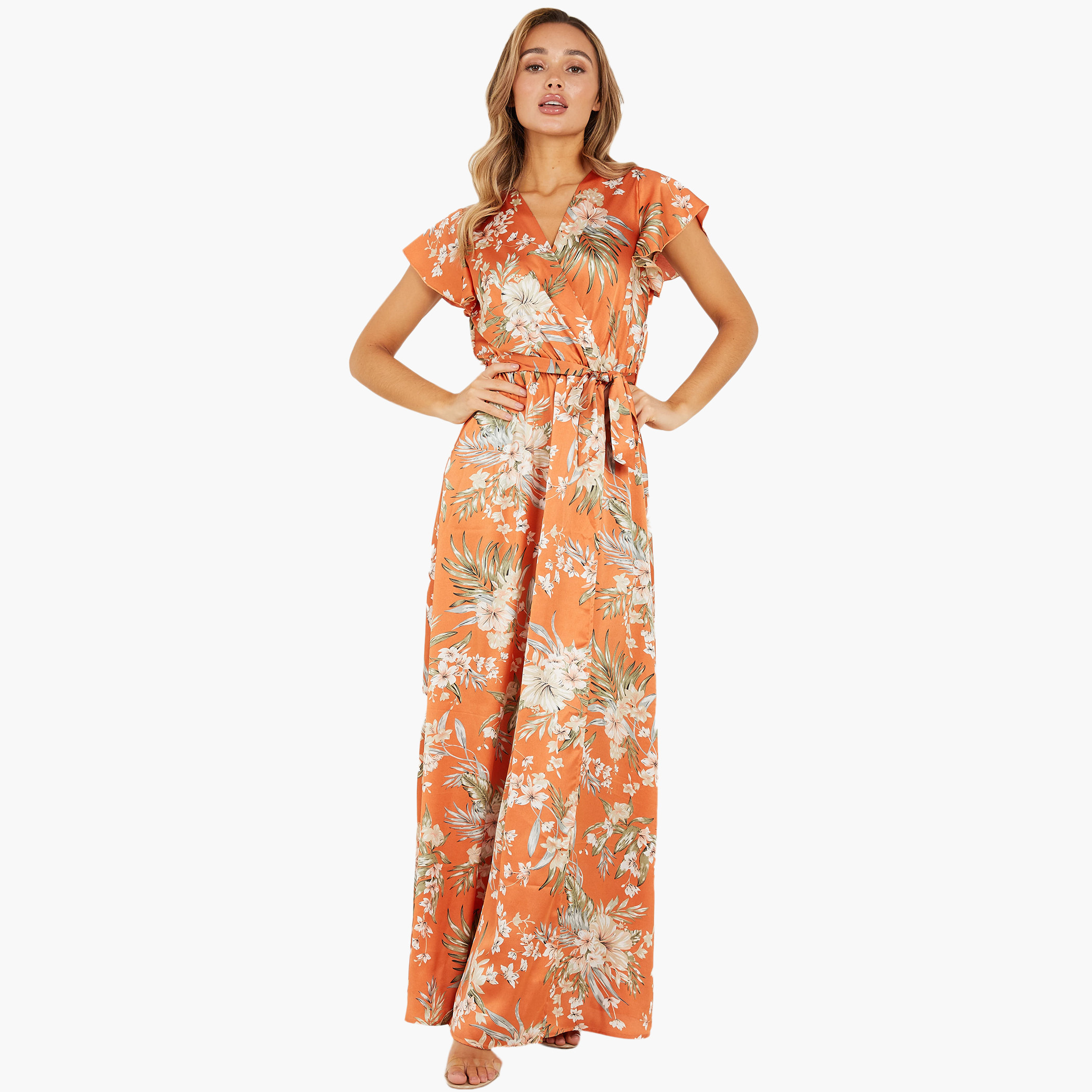كويز البرتقالي طويل فستان-women-clothing-dresses-image-2