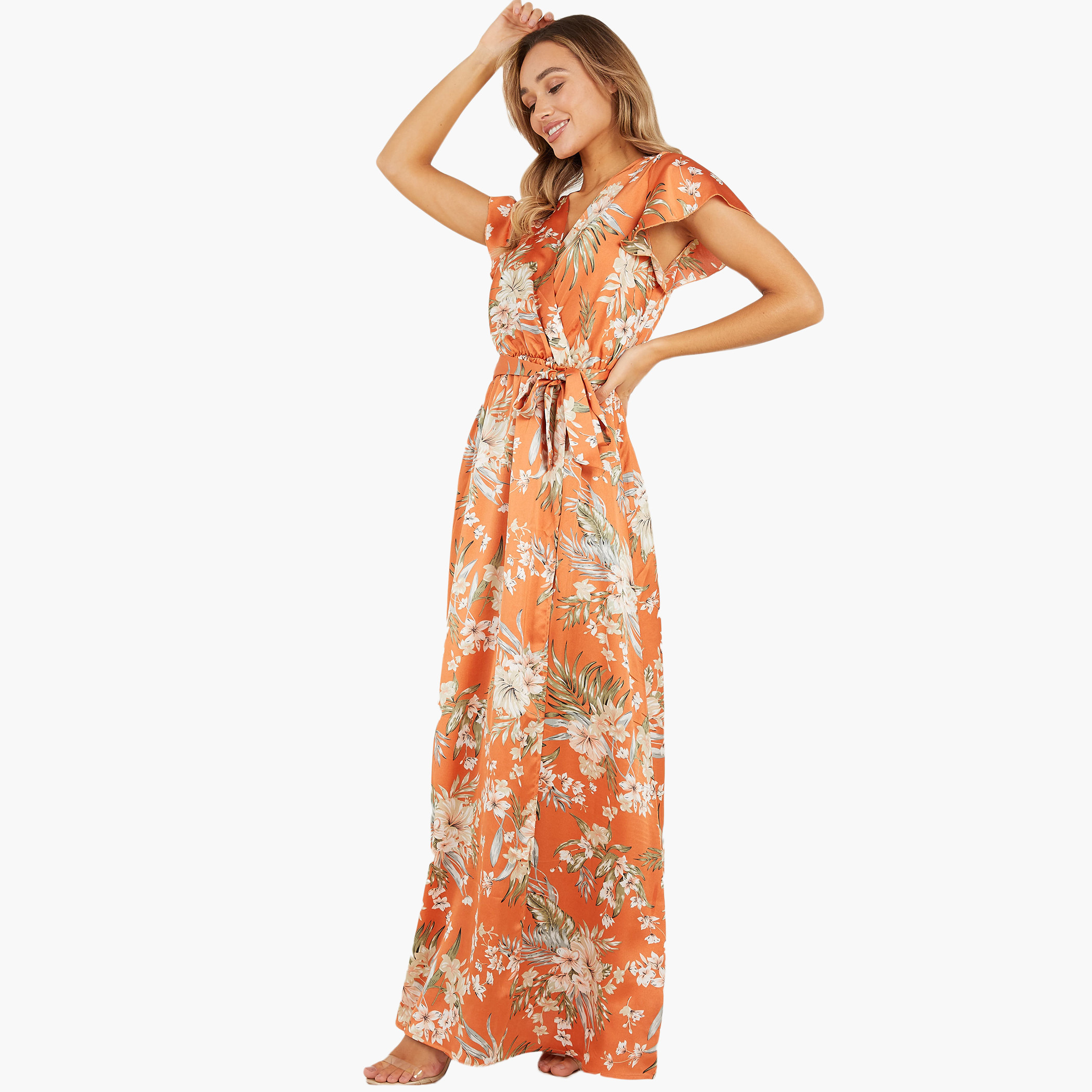 كويز البرتقالي طويل فستان-women-clothing-dresses-image-3