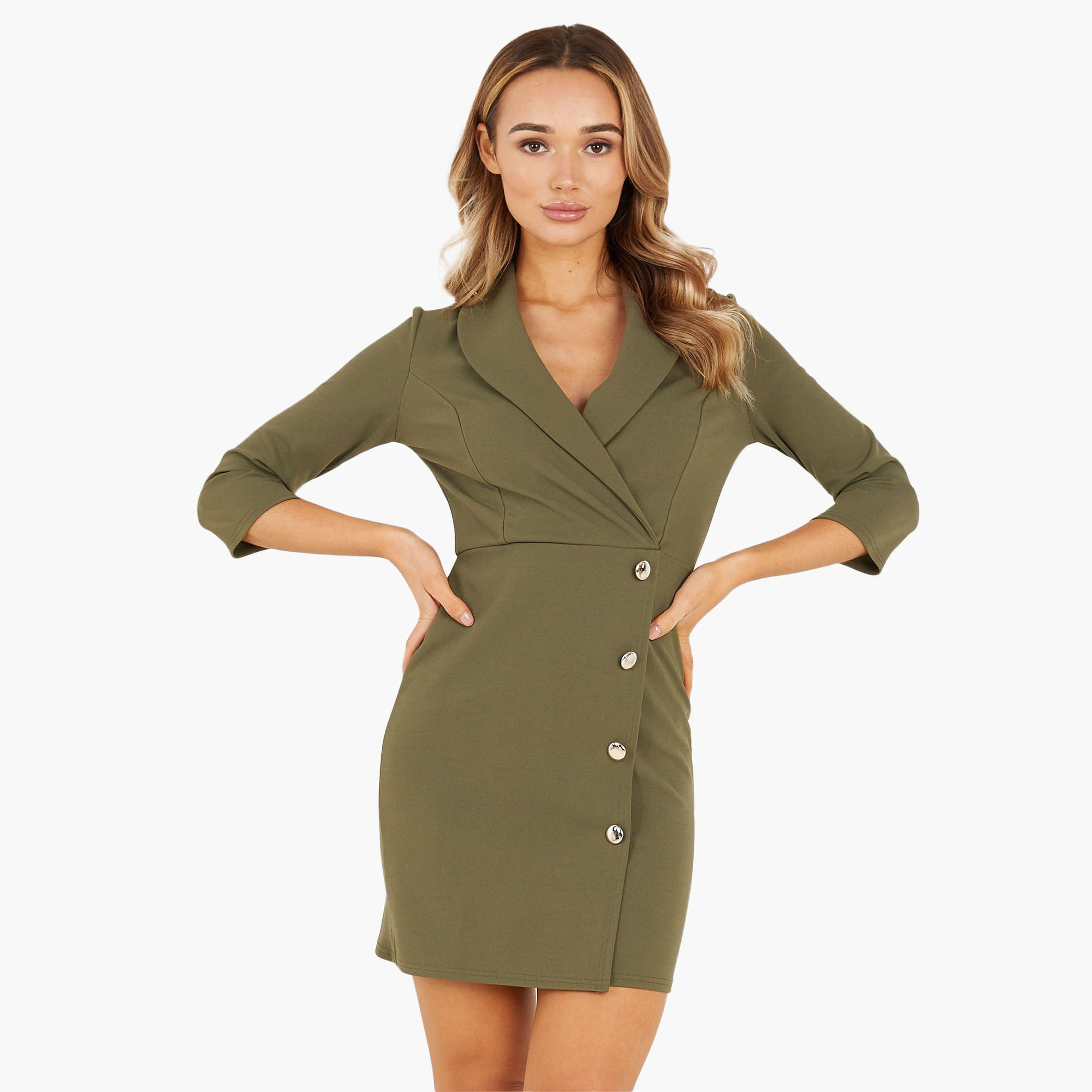Quiz Women Polyester Solid Green Mini Dress-women-clothing-dresses-image-1