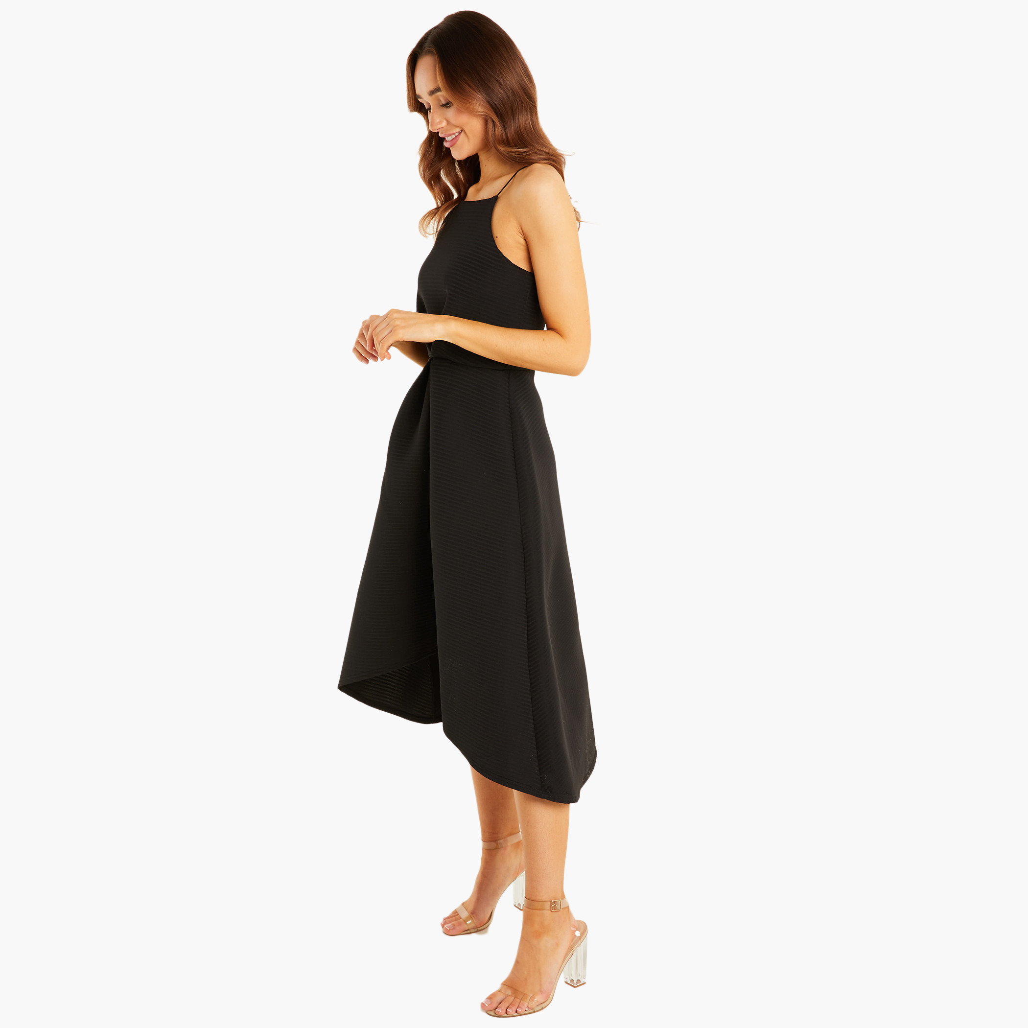 Quiz Women Solid Gathered Waist Midi Dress-women-clothing-dresses-image-3