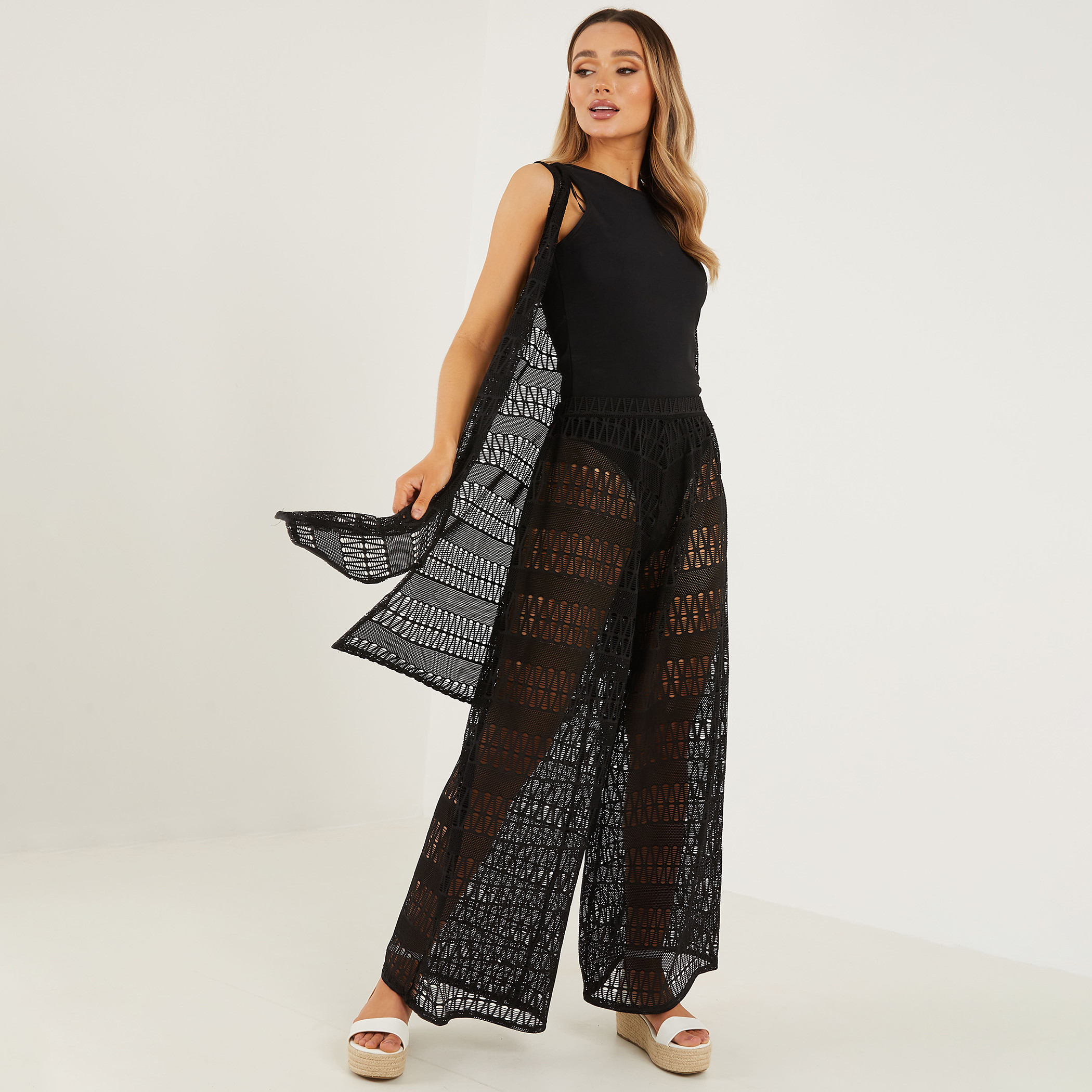 كيمونو مفتوح من الأمام النظر من خلال اسود للنساء من كويز-women-clothing-shirtsandblouses-blouses-image-3