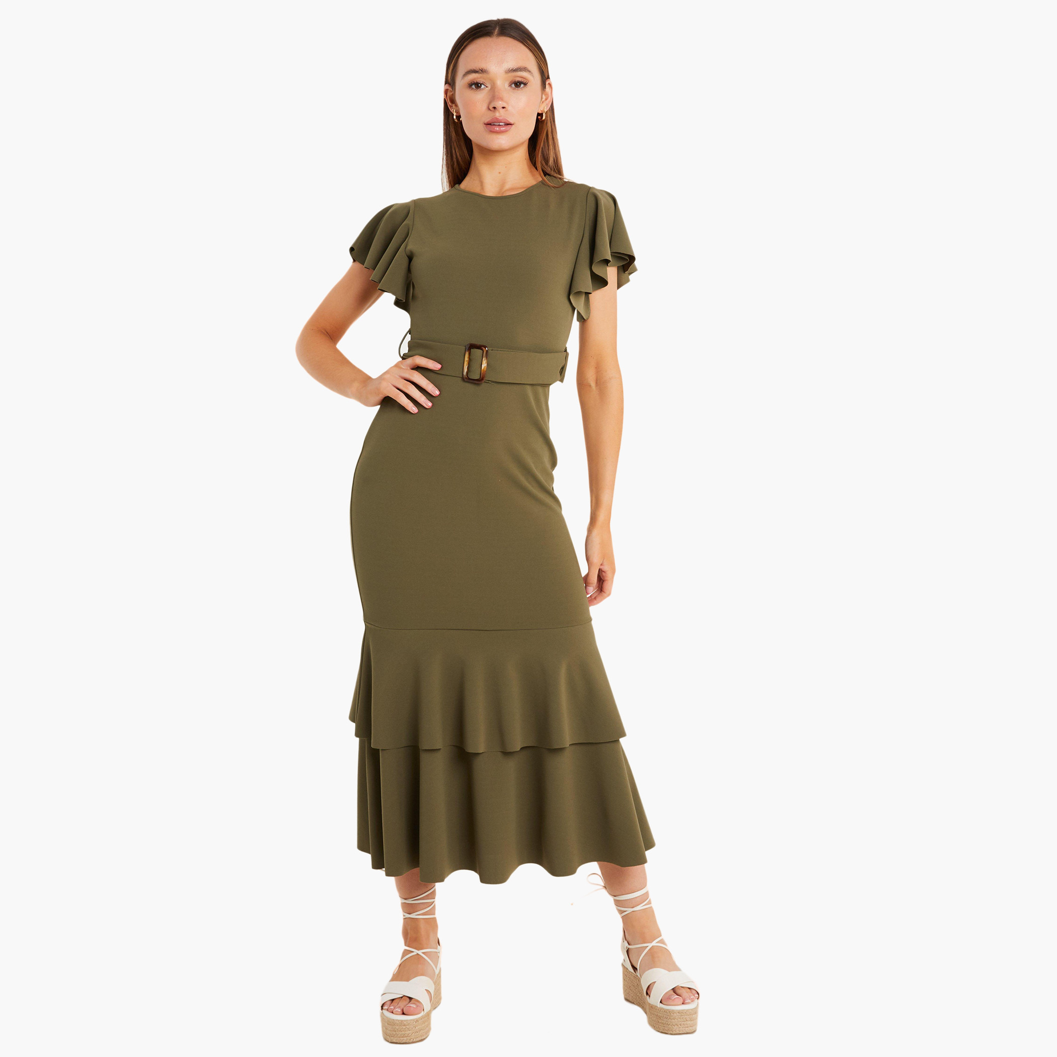 كويز أخضر متوسط الطول فستان-women-clothing-dresses-image-1