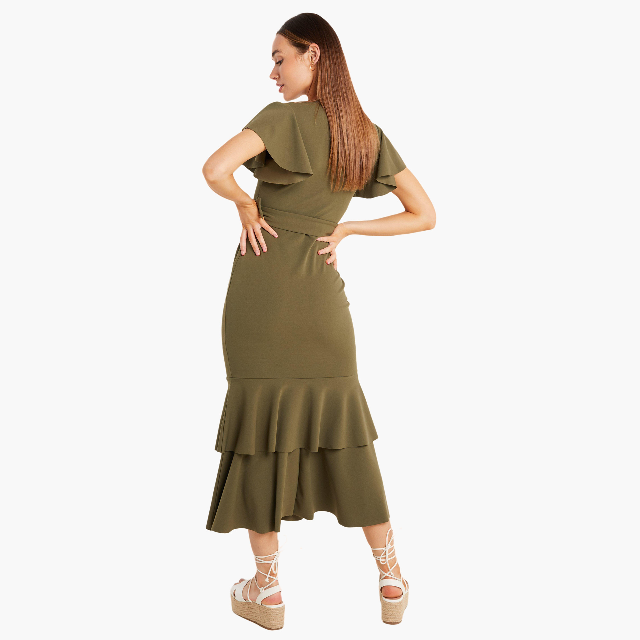 كويز أخضر متوسط الطول فستان-women-clothing-dresses-image-2