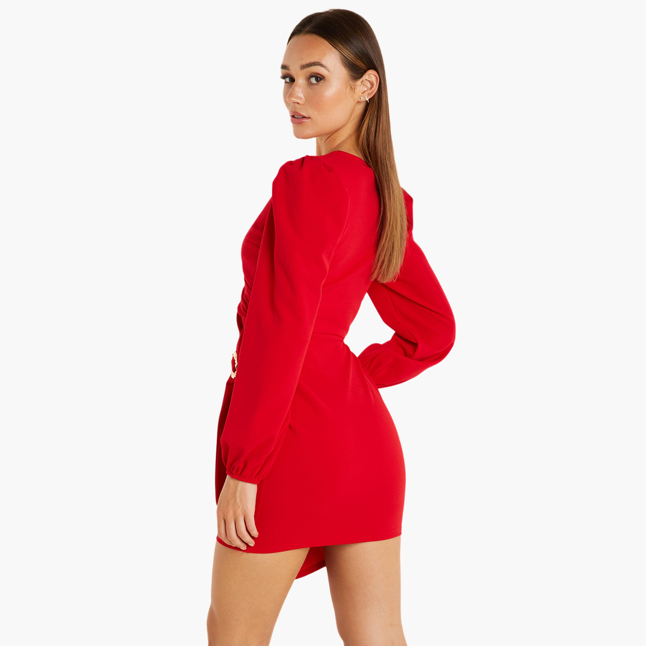 كويز أحمر قصير فستان-women-clothing-dresses-image-2