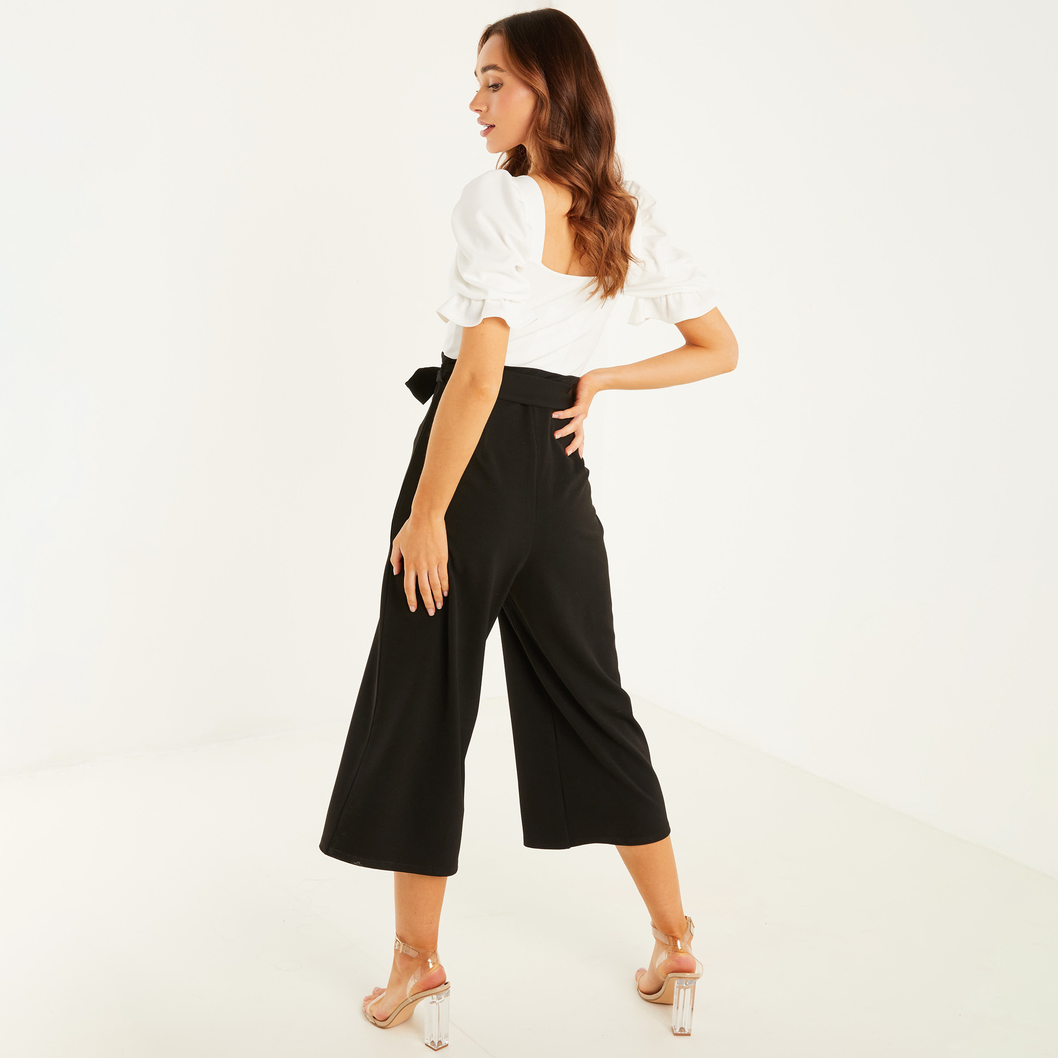 QUIZ Women Solid Square Neck Puff Sleeve Jumpsuit-women-clothing-dresses-image-2