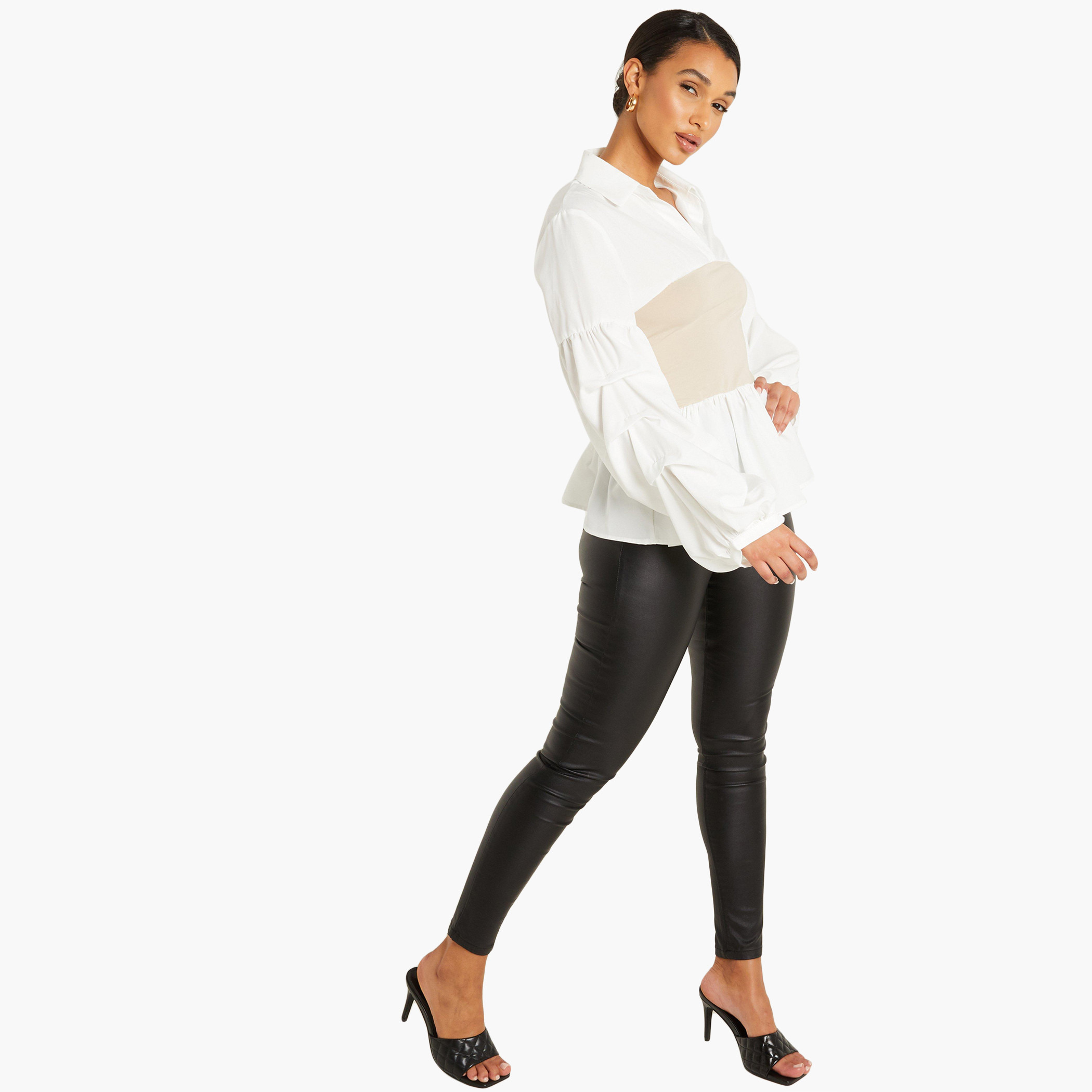 Quiz Women Solid Collared Neck Two in One Shirt-women-clothing-shirtsandblouses-blouses-image-3