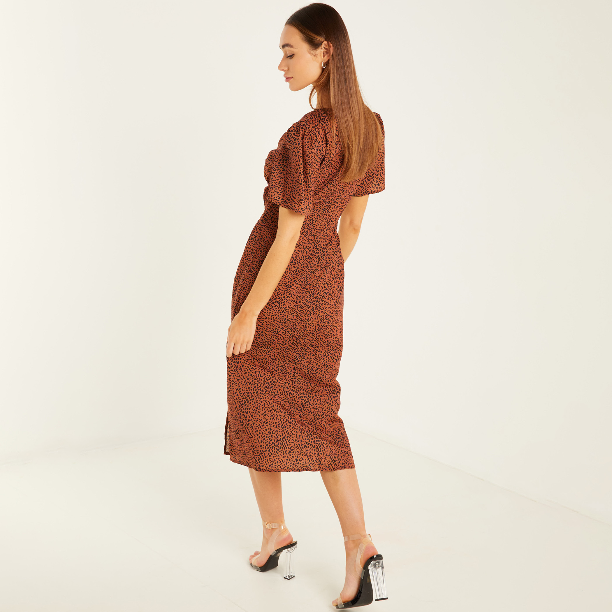 كويز بنى متوسط الطول فستان-women-clothing-dresses-image-2
