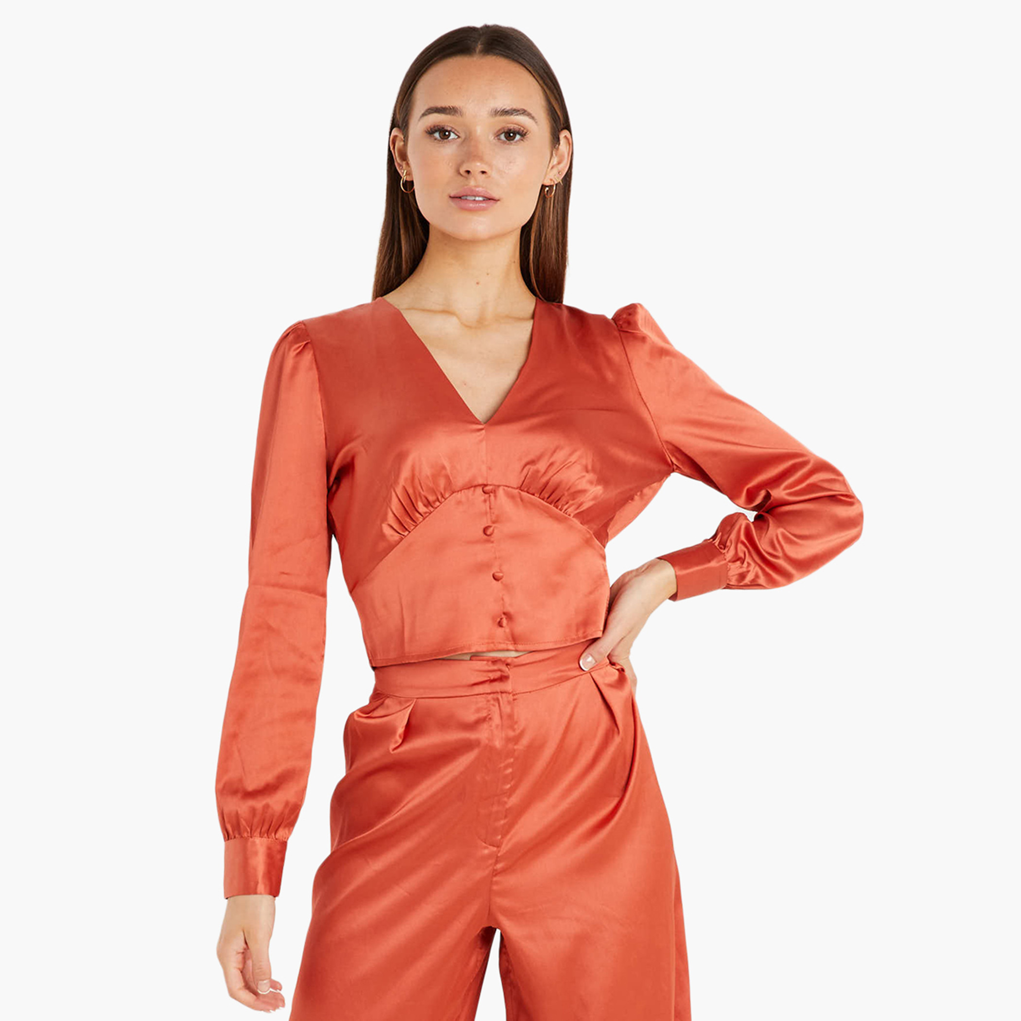 Quiz Women Solid V-Neck Top-women-clothing-shirtsandblouses-blouses-image-1