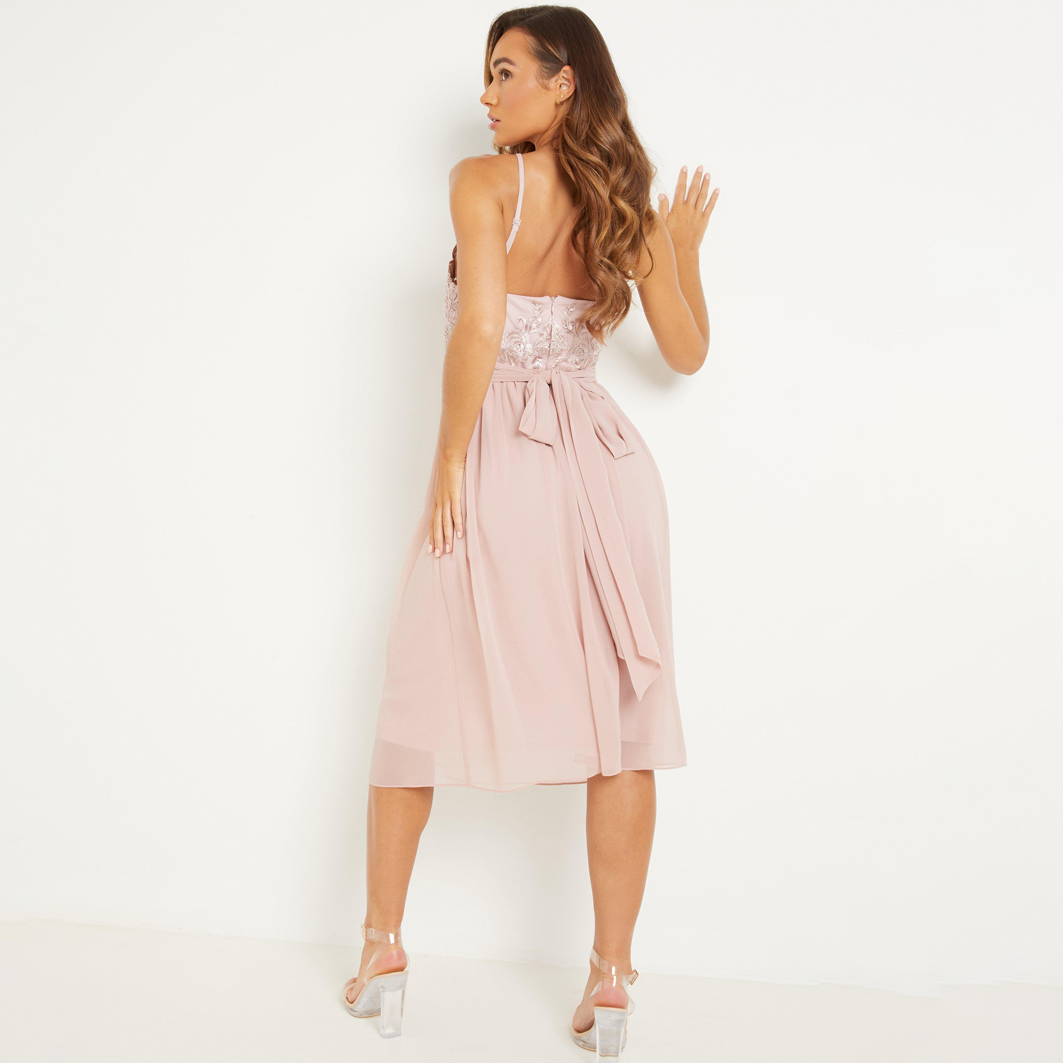 كويز لون القرنفل متوسط الطول فستان-women-clothing-dresses-image-2