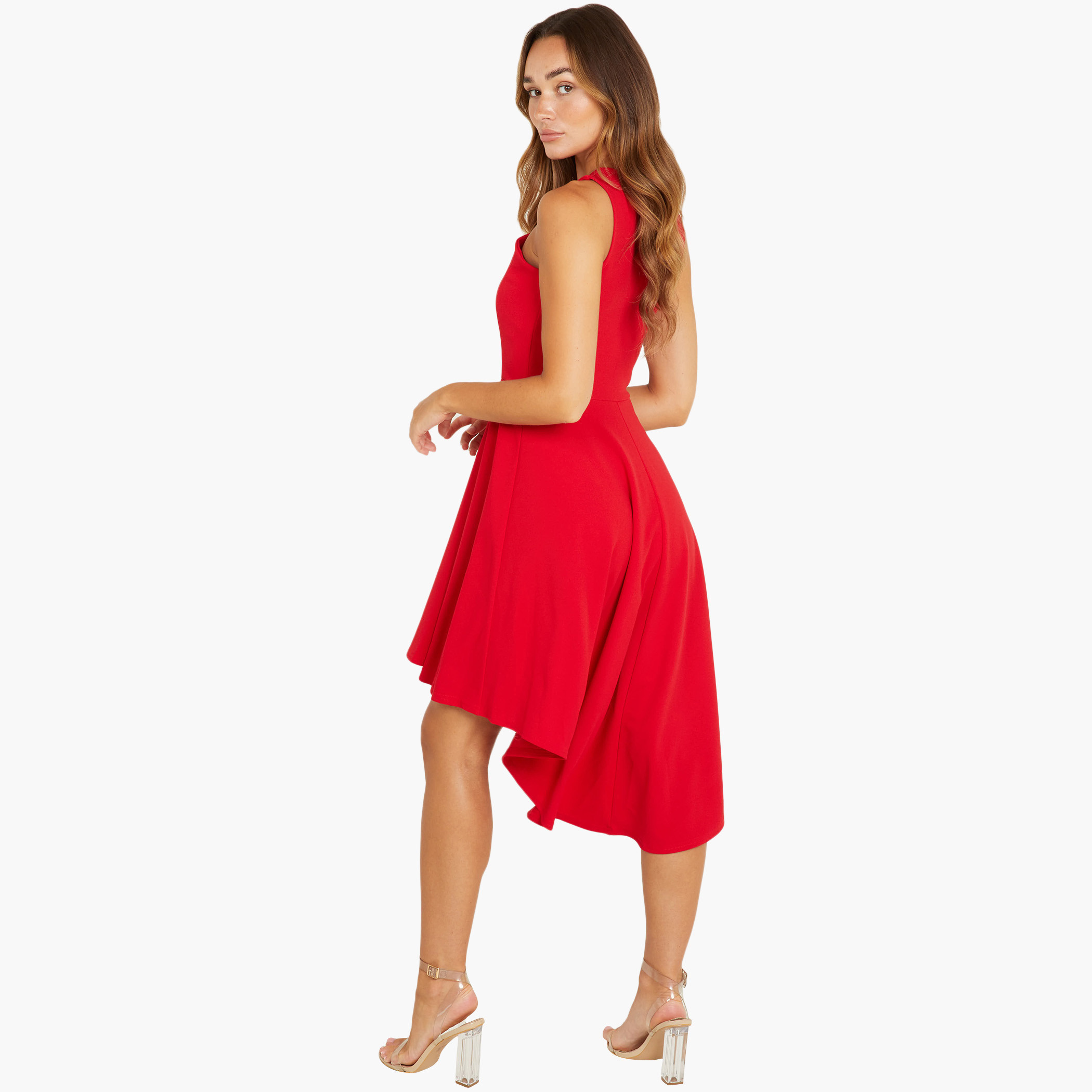 كويز أحمر متوسط الطول فستان-women-clothing-dresses-image-2