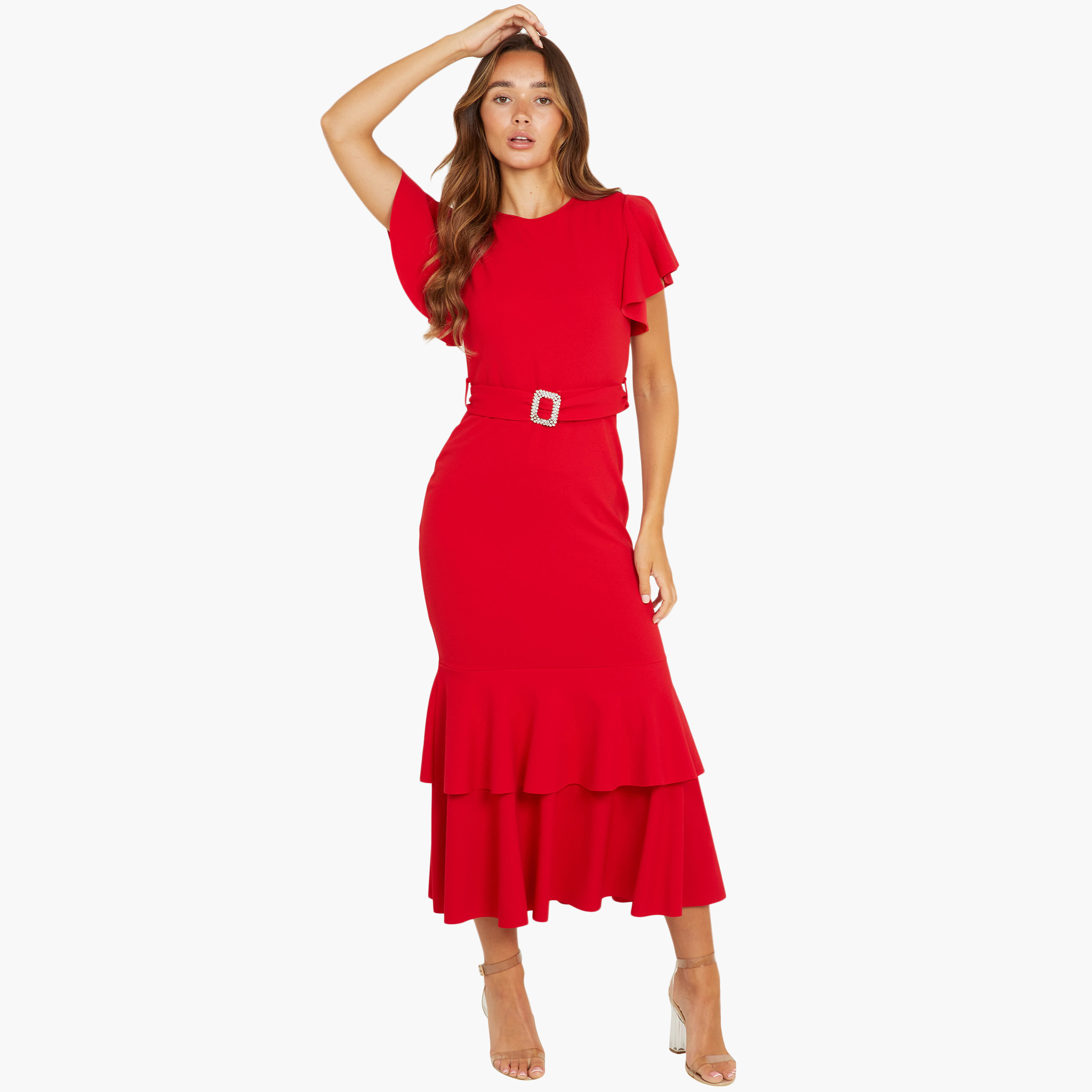 Quiz Women Solid Round Neck Midi Dress-women-clothing-dresses-image-1