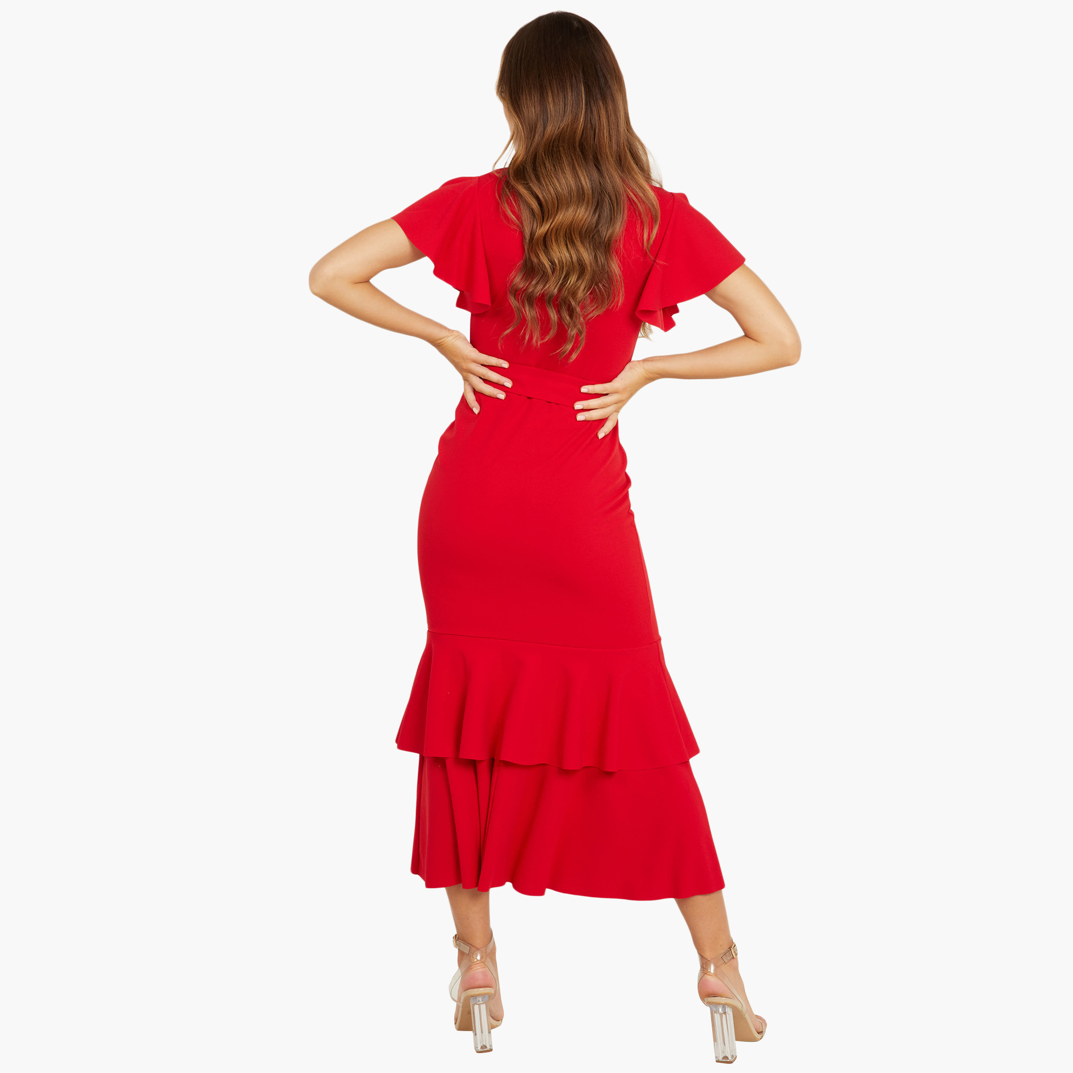 كويز أحمر متوسط الطول فستان-women-clothing-dresses-image-2