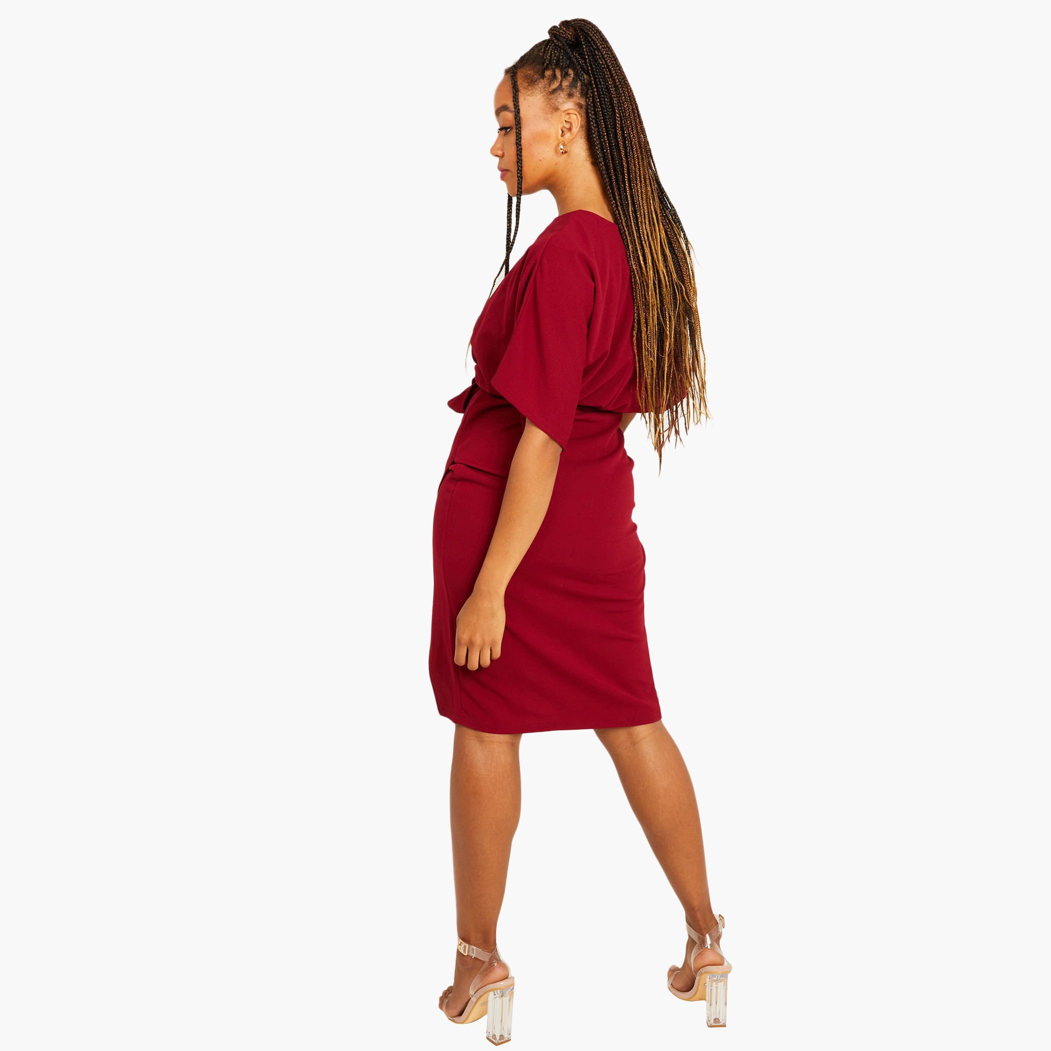 كويز أحمر متوسط الطول فستان-women-clothing-dresses-image-2