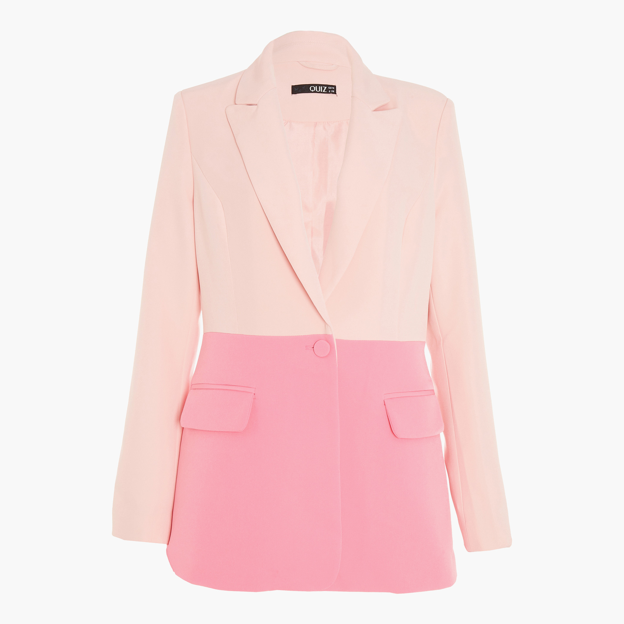 Quiz Women Pink Colour Blocking Notched Lapel Neck Blazer-women-clothing-coatsandjackets-blazers-image-5