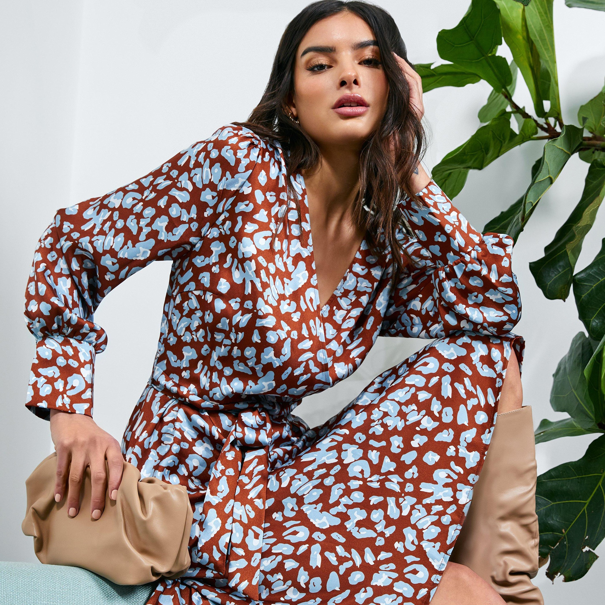 كويز بنى متوسط الطول فستان-women-clothing-dresses-image-1
