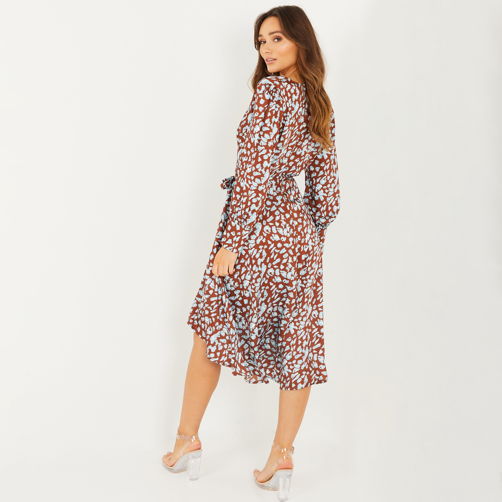 كويز بنى متوسط الطول فستان-women-clothing-dresses-image-2