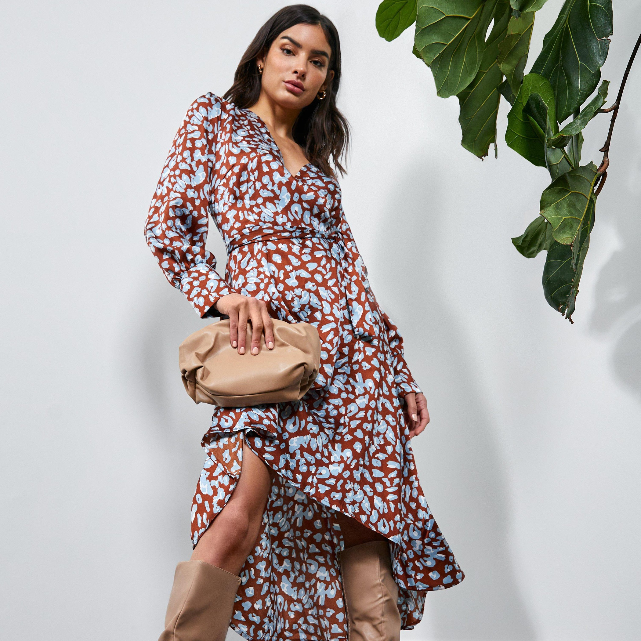 كويز بنى متوسط الطول فستان-women-clothing-dresses-image-3