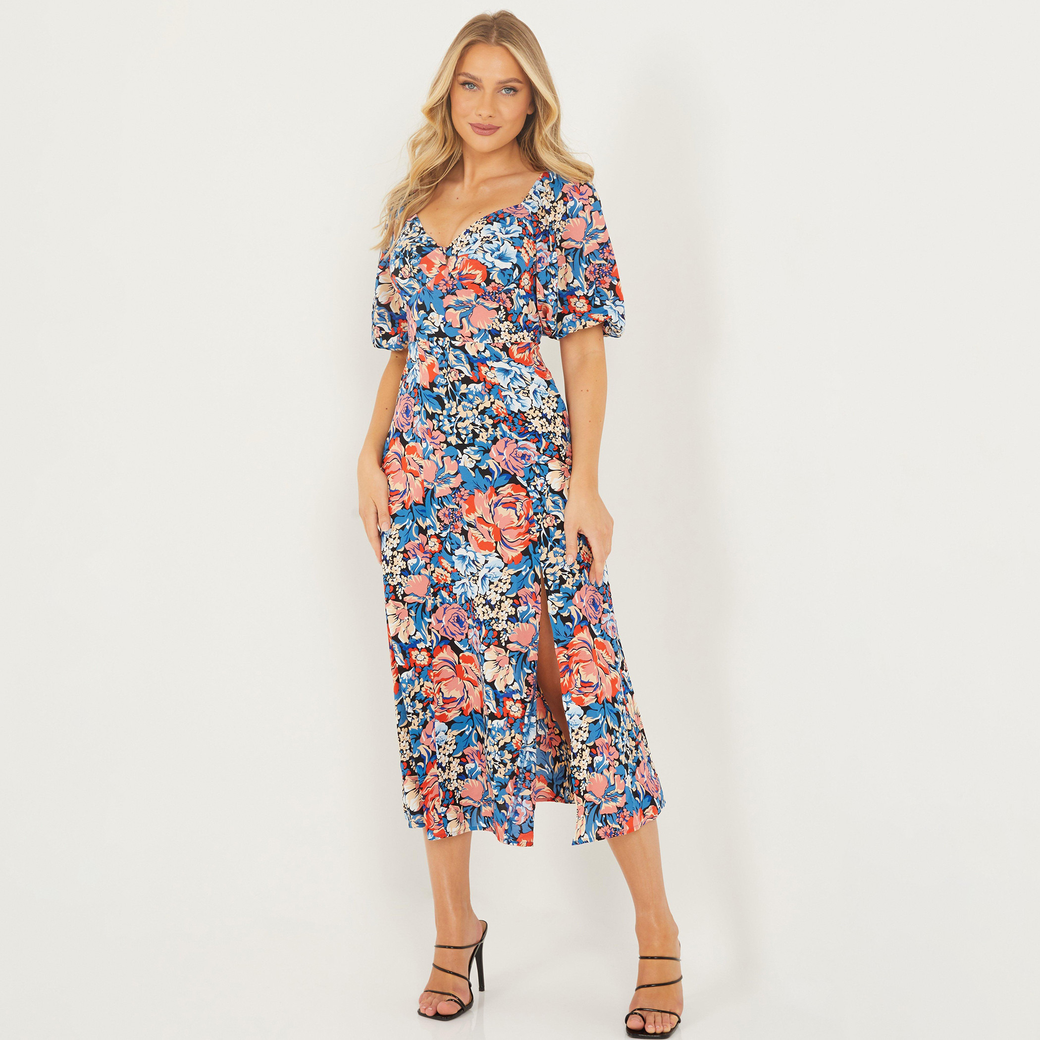 كويز متعدد الألوان متوسط الطول فستان-women-clothing-dresses-image-1
