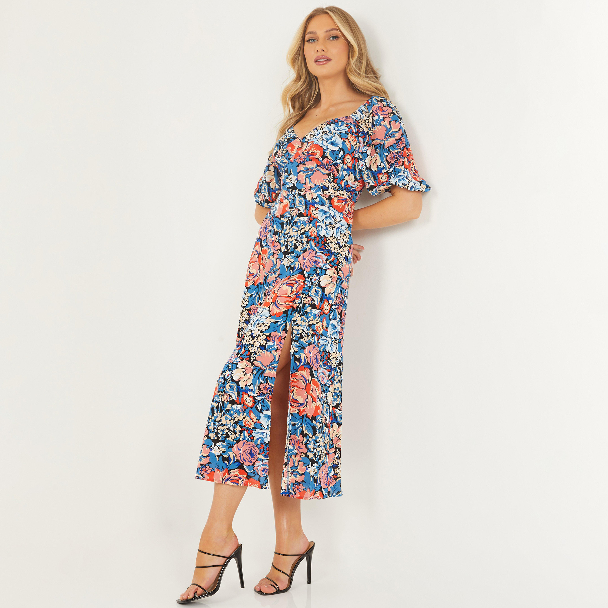 كويز متعدد الألوان متوسط الطول فستان-women-clothing-dresses-image-3