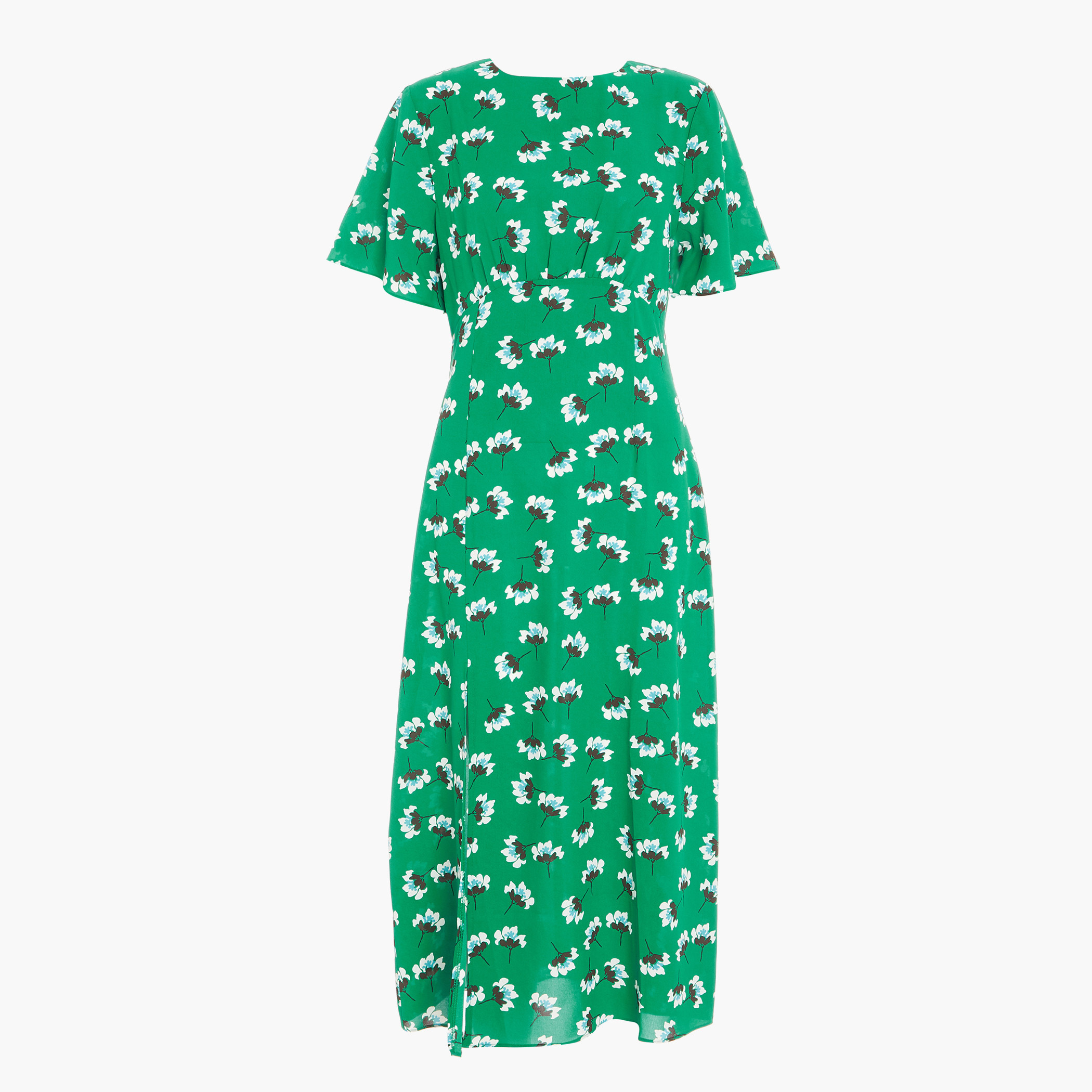 كويز - فستان بطول متوسط وياقة مستديرة وفتحة جانبية للنساء - أخضر-women-clothing-dresses-image-4