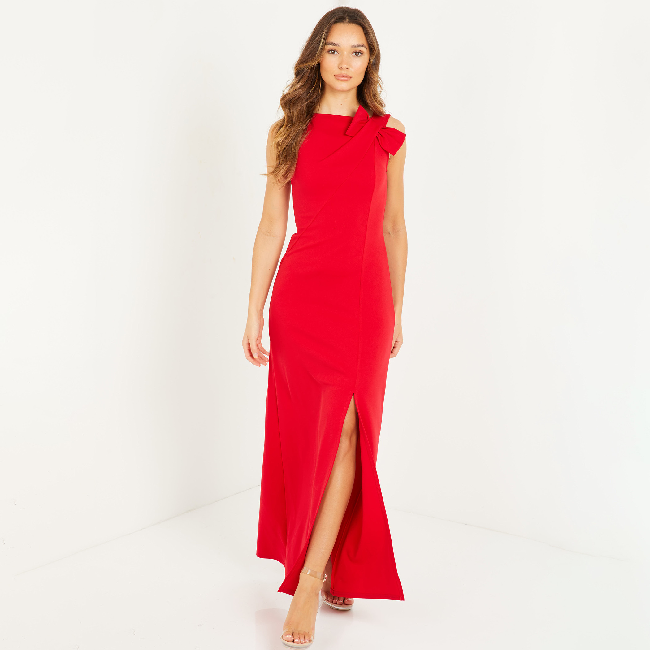 كويز أحمر طويل فستان-women-clothing-dresses-image-1