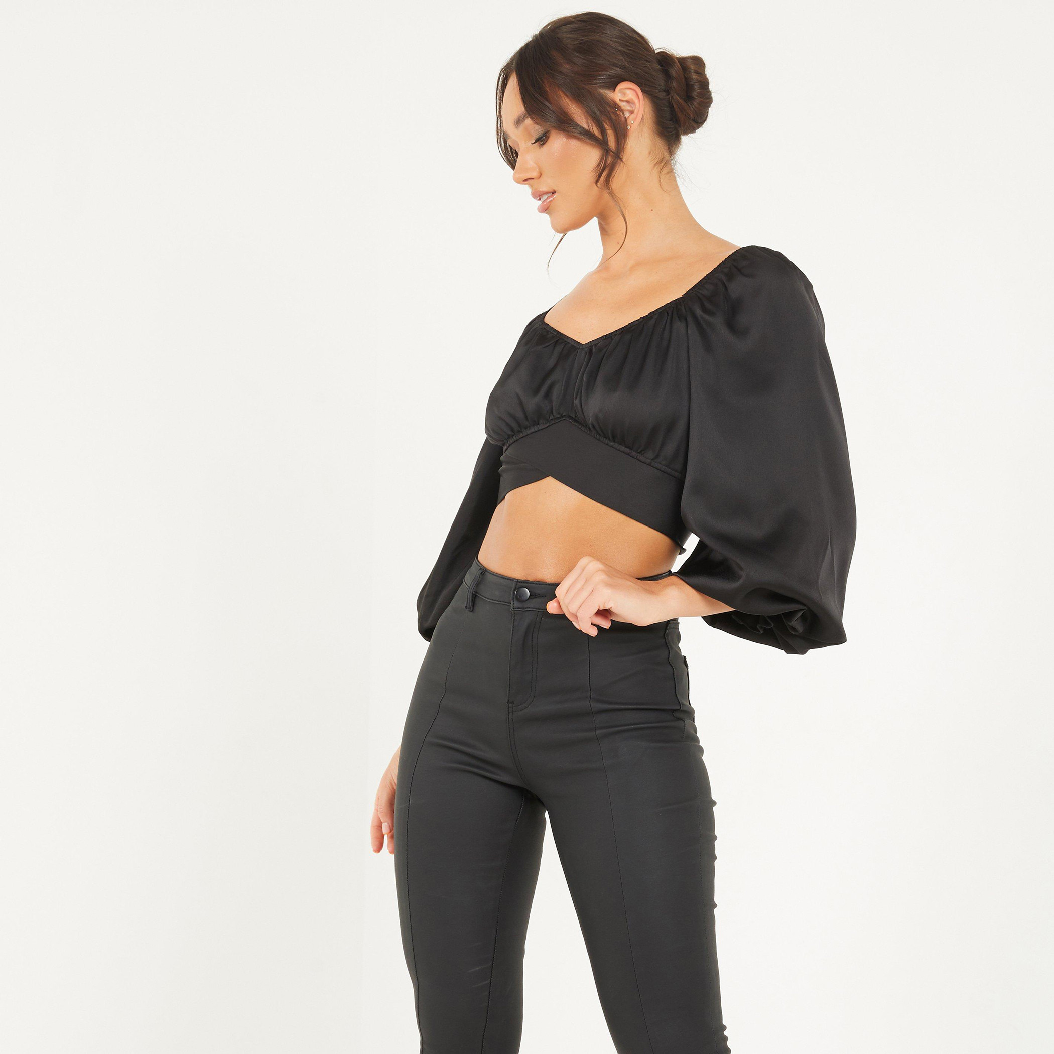 Quiz Women Solid Sweetheart Neck Tie Back Crop Top-women-clothing-shirtsandblouses-blouses-image-3