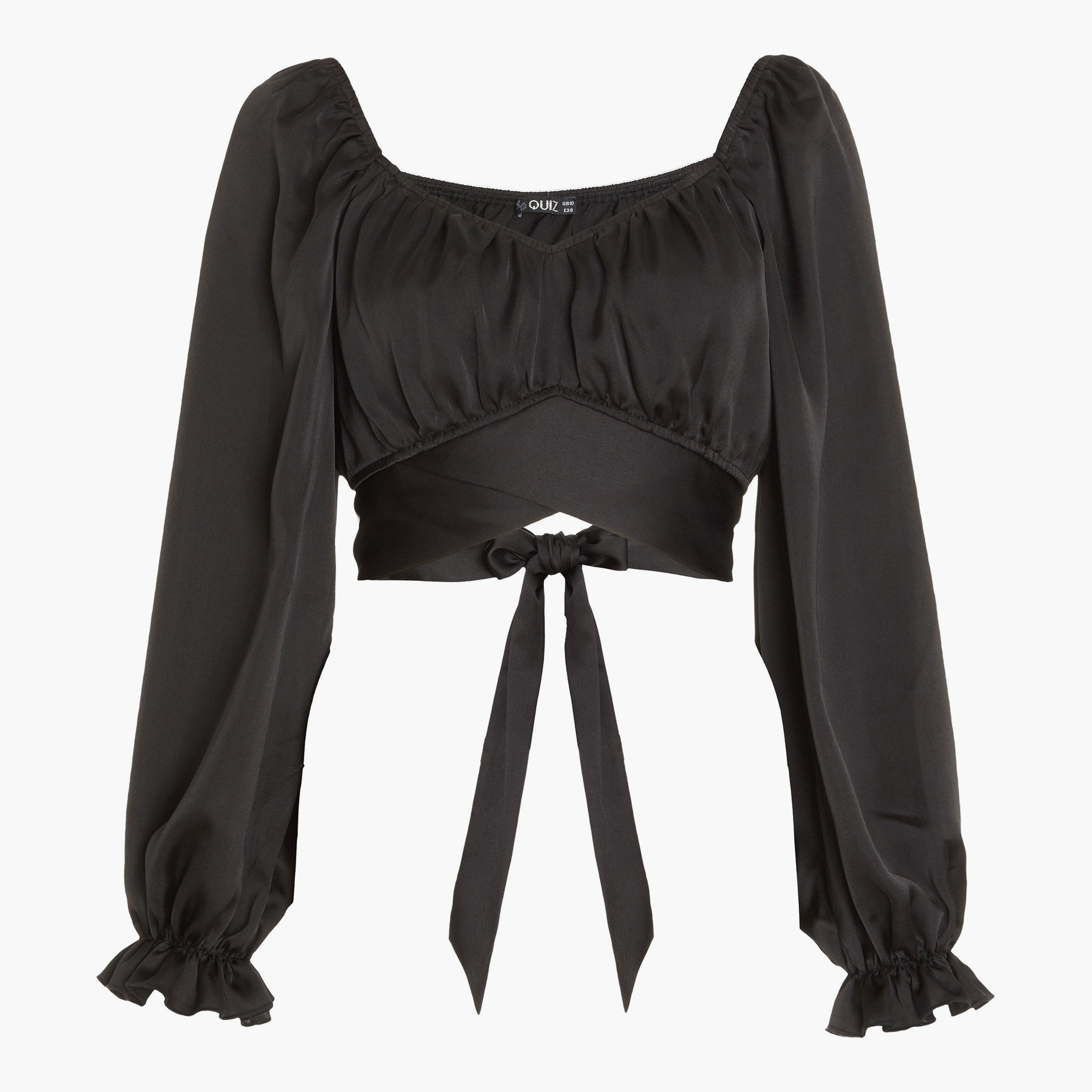 Quiz Women Solid Sweetheart Neck Tie Back Crop Top-women-clothing-shirtsandblouses-blouses-image-4