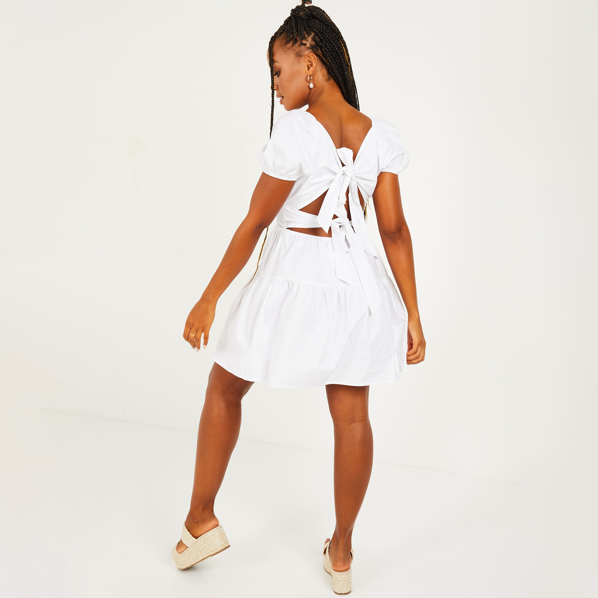 كويز أبيض قصير فستان-women-clothing-dresses-image-2