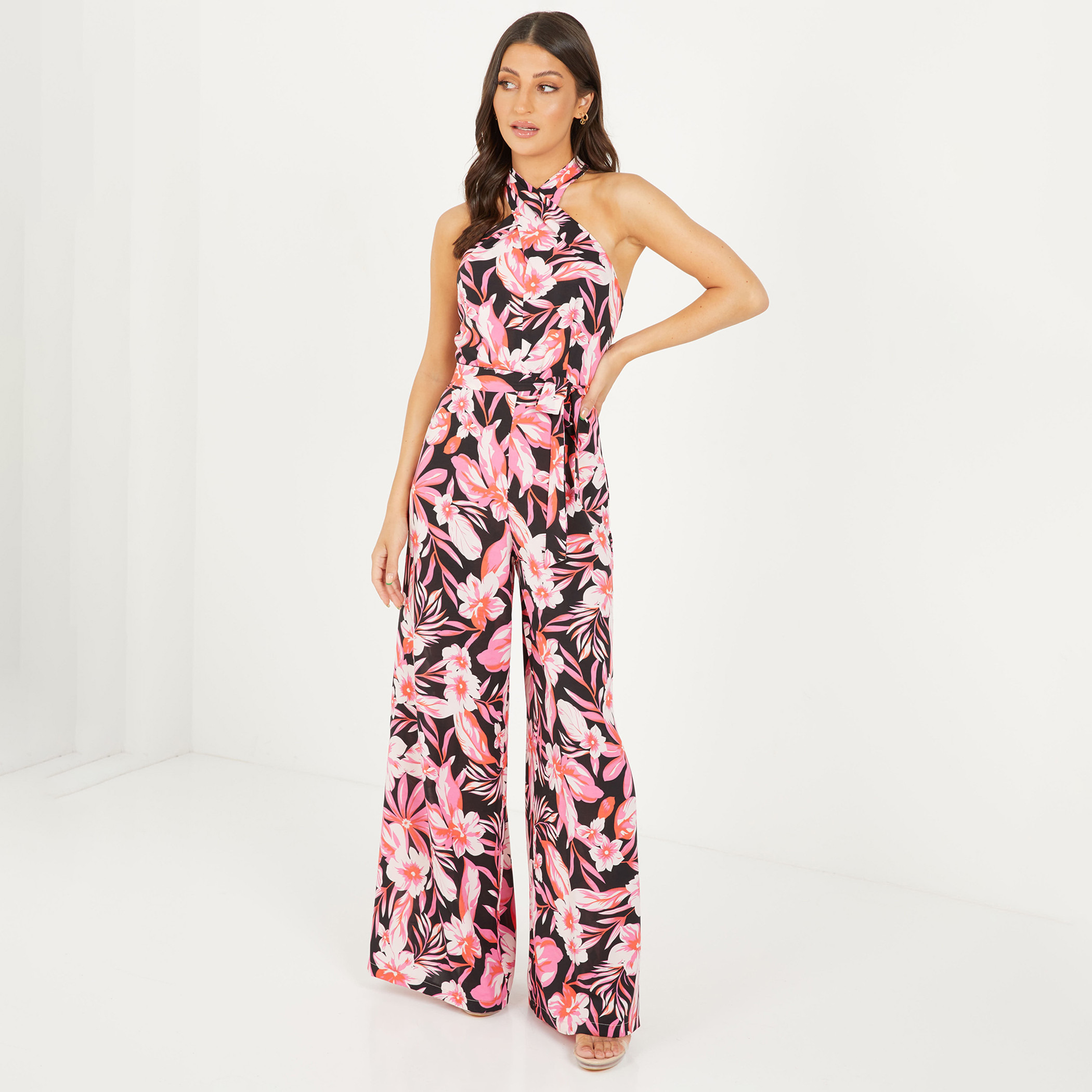 Quiz Women Multicolour Floral Halter Neck Belt Waist Jumpsuit-women-clothing-jumpsuits-image-3