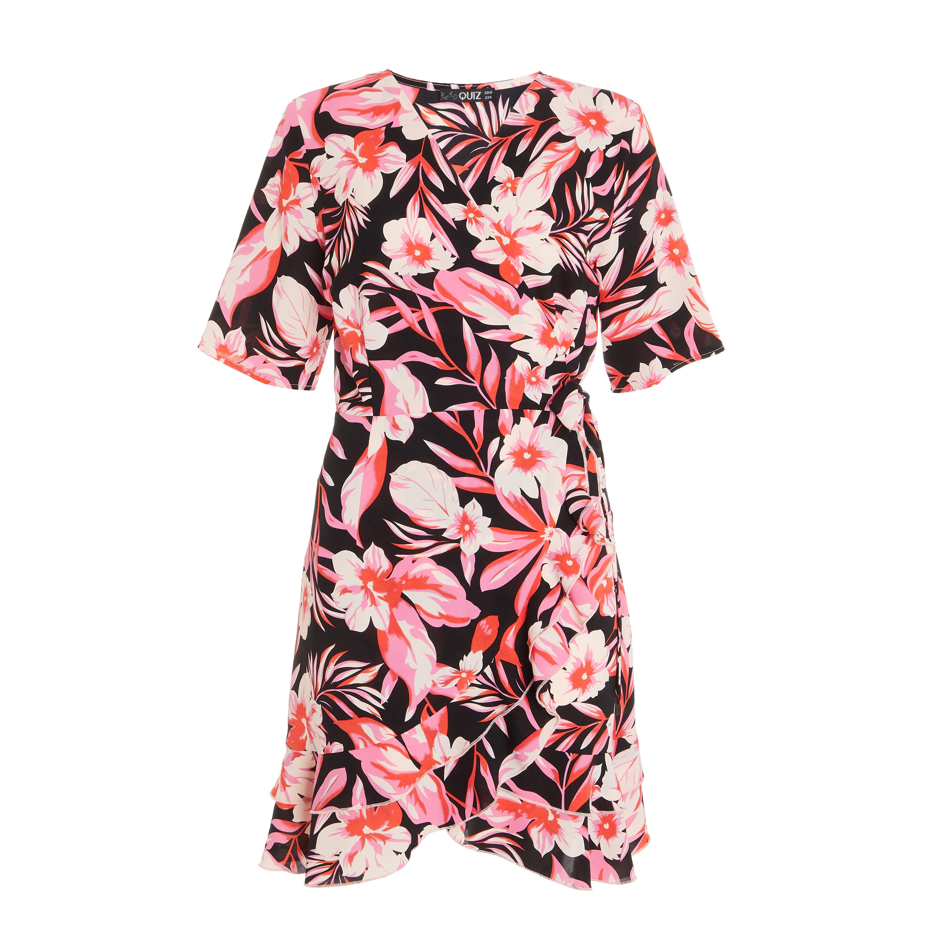 فستان ميني سكيتر للسيدات مطبوع متعدد الألوان برقبة على شكل وي من كويز-women-clothing-dresses-image-4