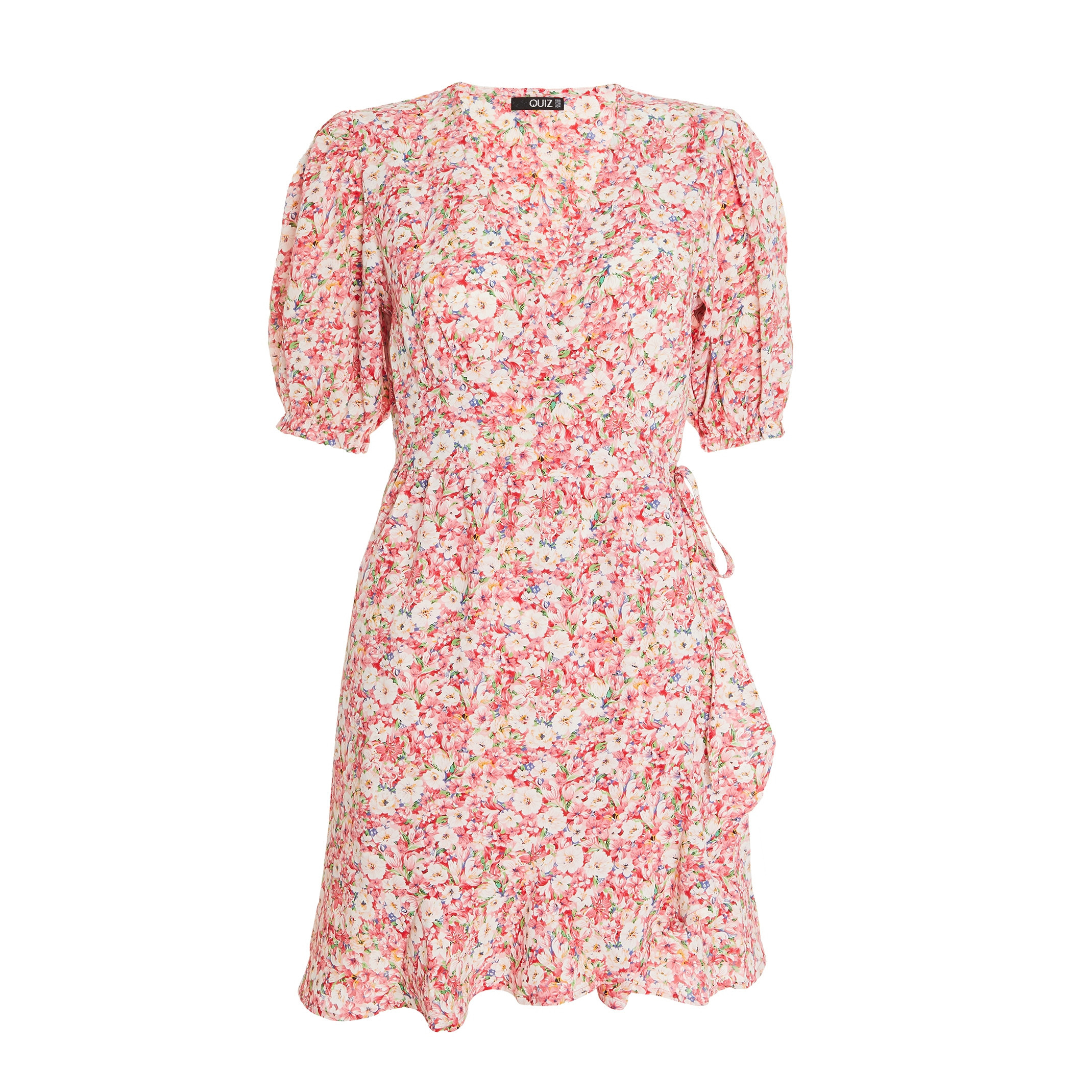 فستان قصير للنساء من كويز ملفوف برقبة على شكل في-women-clothing-dresses-image-4