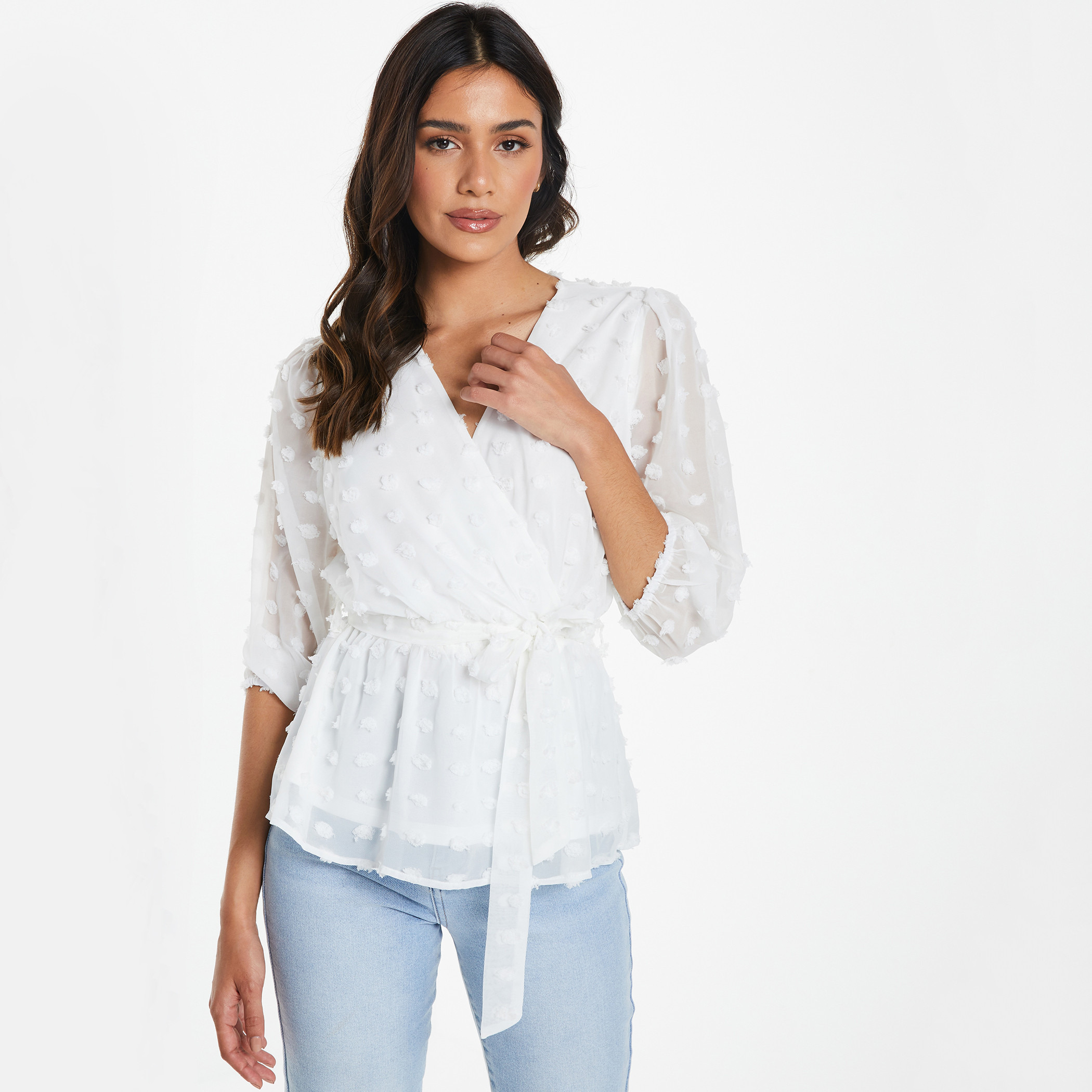 quiz white peplum top