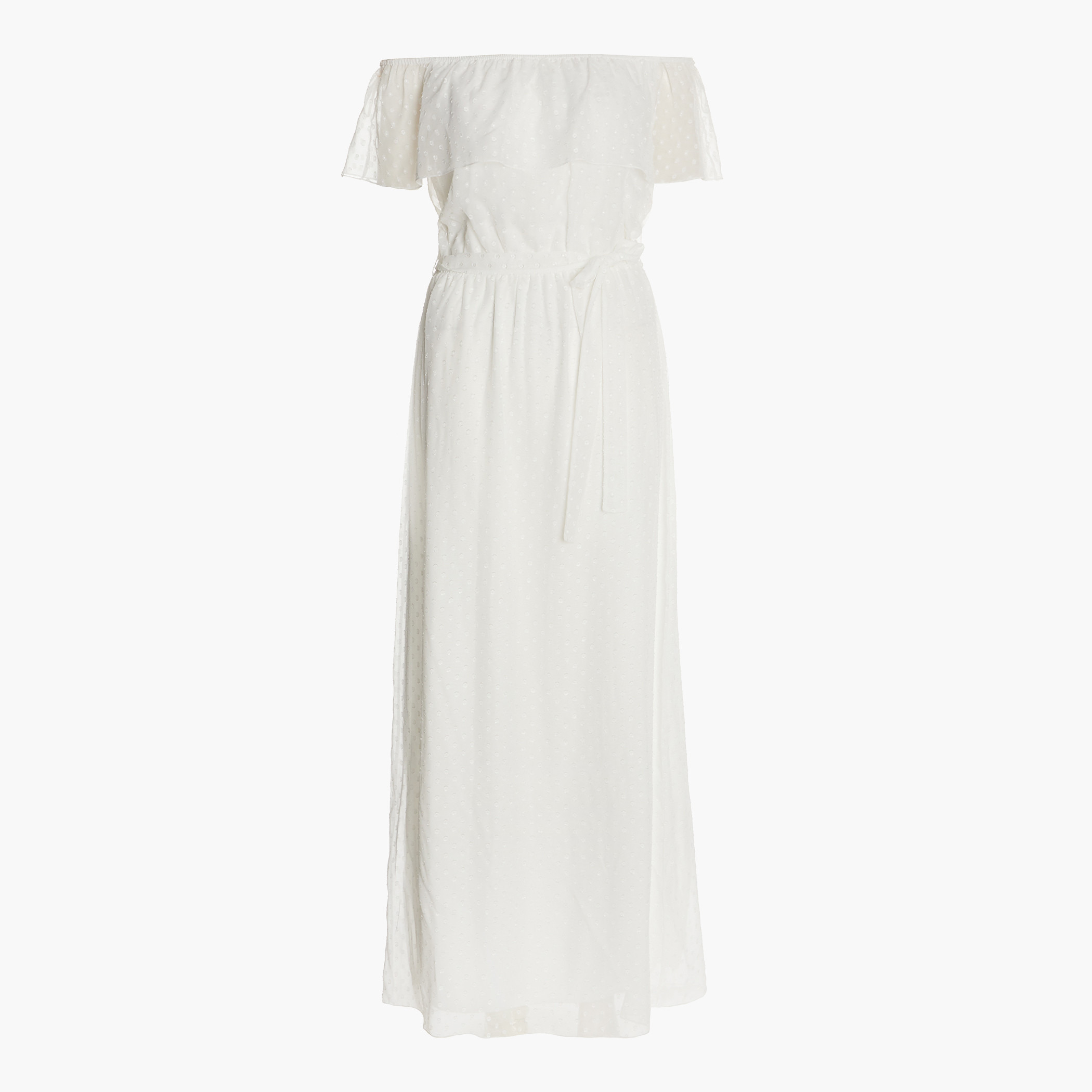 Quiz Women Off White Polka Dot Off Shoulder Tie Belt Maxi Dress-women-clothing-dresses-image-4