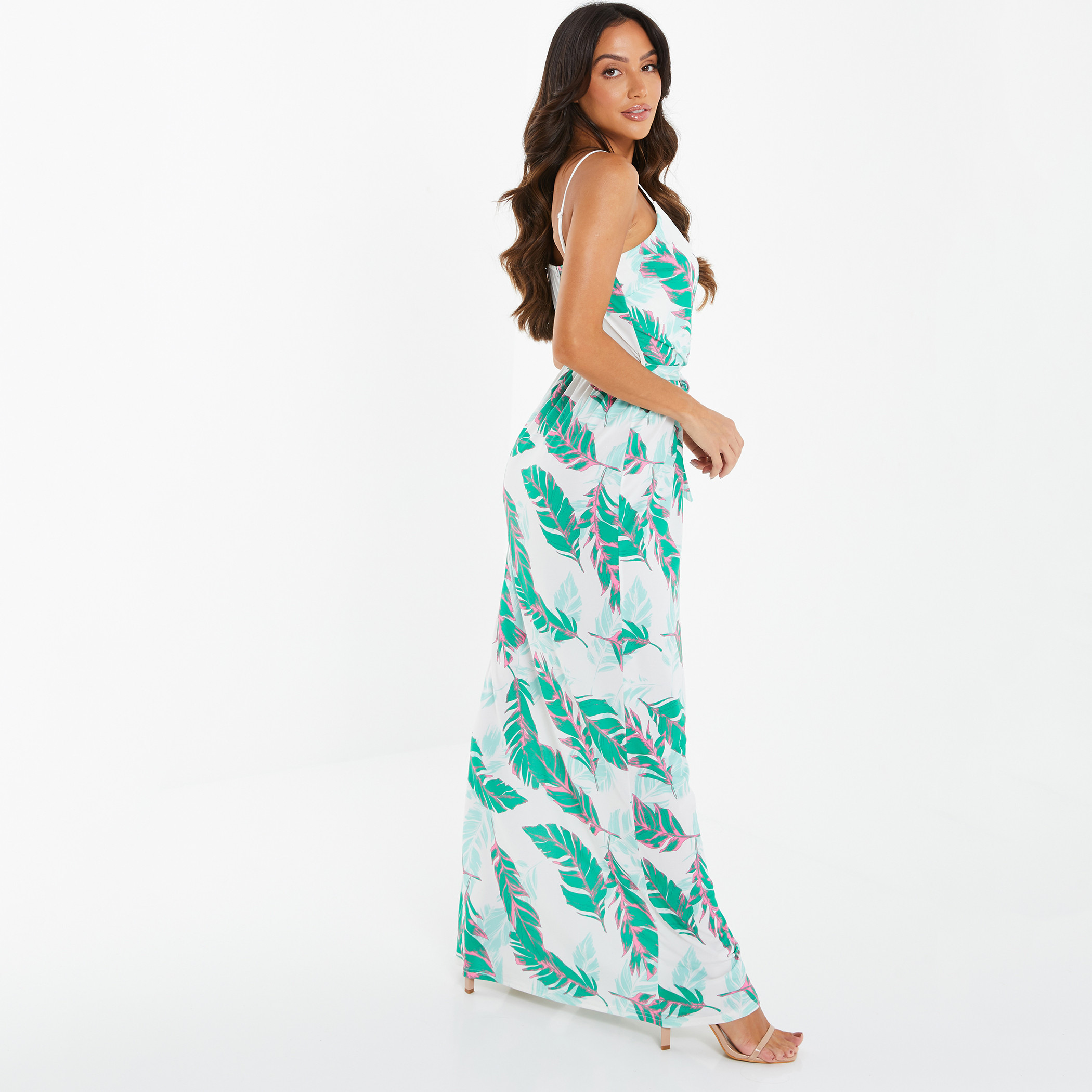 فستان ماكسي للنساء من كويز بحزام كتف مطبوع متعدد الألوان-women-clothing-dresses-image-2