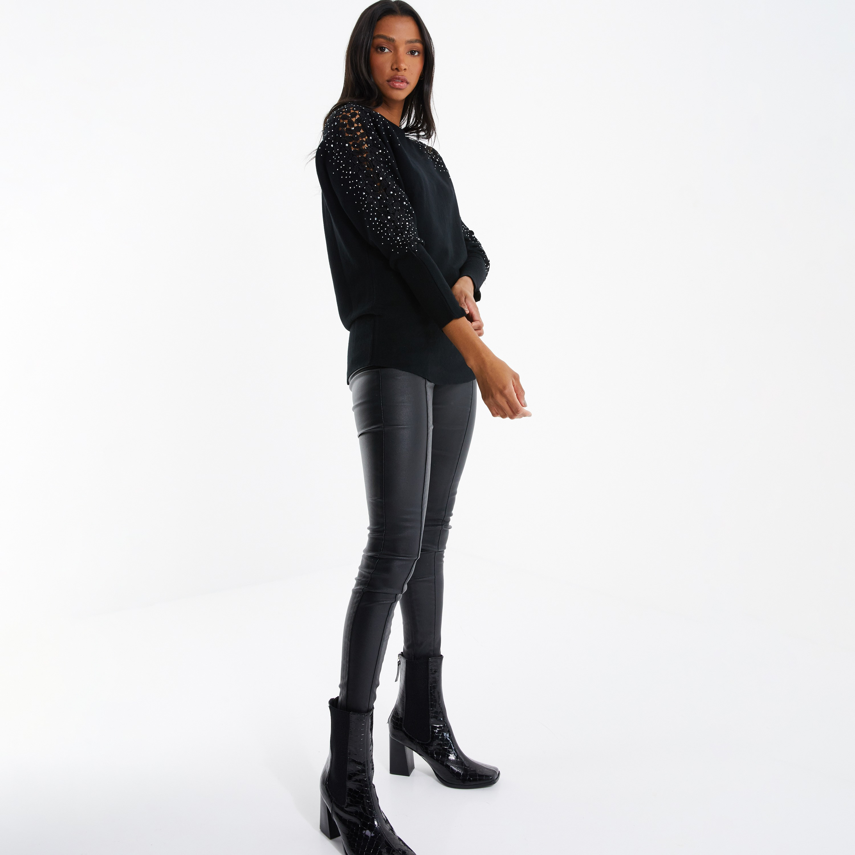 كويز - أفرول بياقة مستديرة وأكمام طويلة - مزين-women-clothing-cardigansandjumpers-jumpers-image-2
